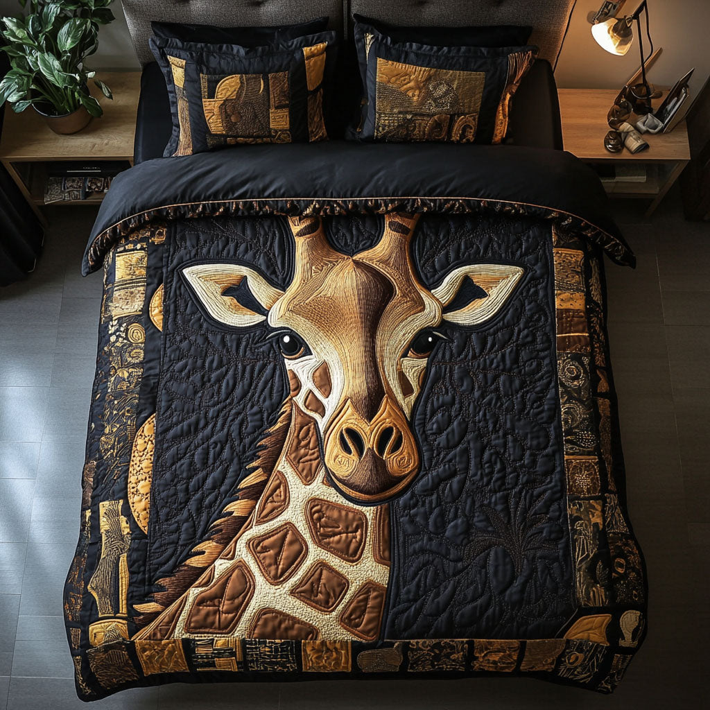 Bold Tribal Giraffe Quilted Bedding Set Luxury Bed Sheet Gift Set for Ultimate Comfort