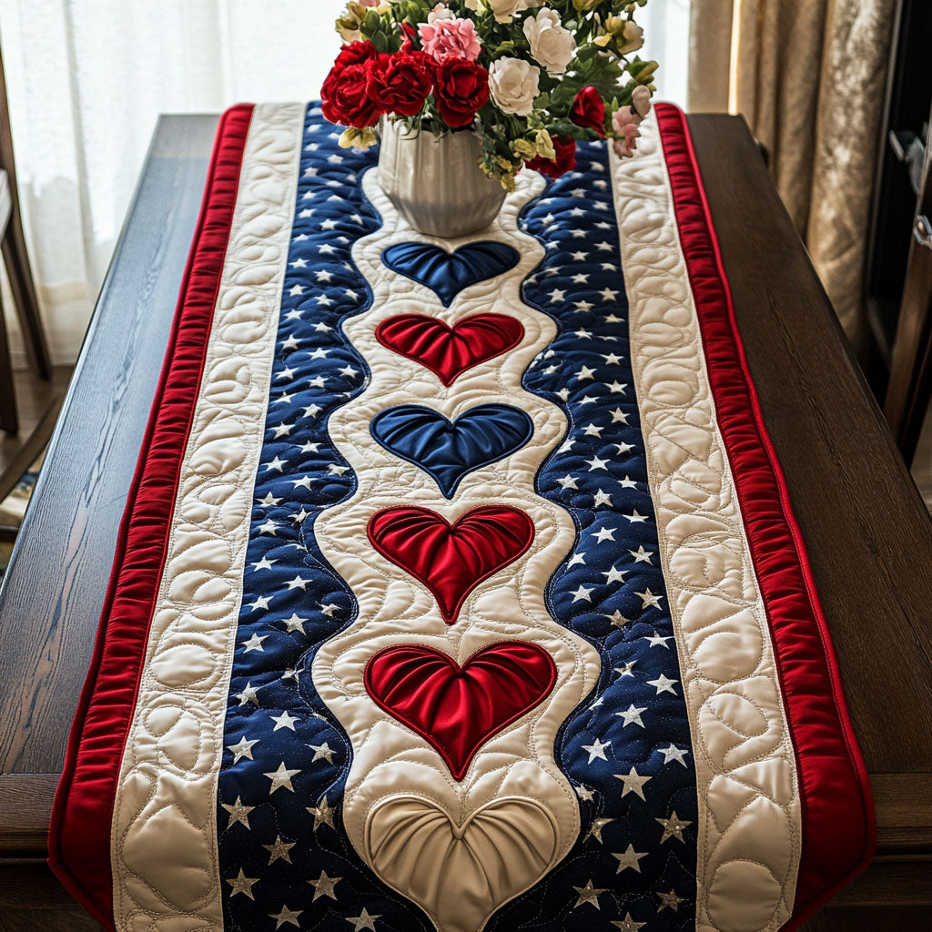 Boldhearted Glory Quilted Table Runner Kitchen Decor Best Patriotic Gifts