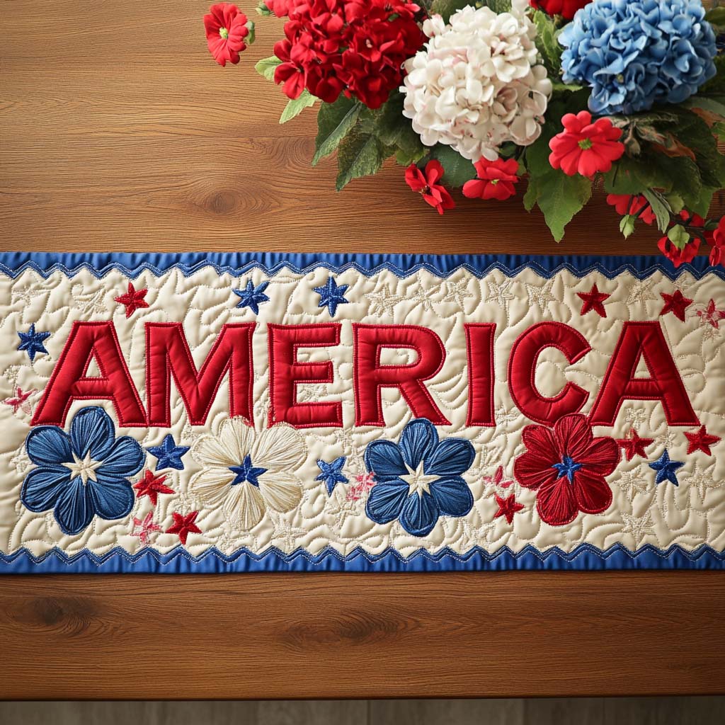 Boldly America Quilted Table Runner Dining Room Table Decor Gifts For A Patriotic Person