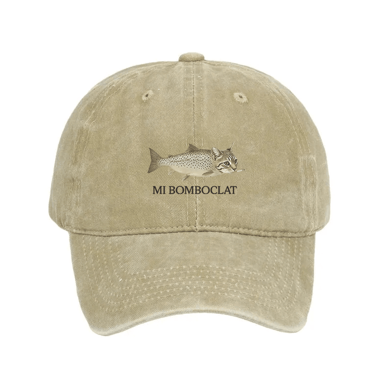 Bomboclat Fish Cat Meme Washed Hat Trendy Baseball Cap Gifts For Fish Lovers