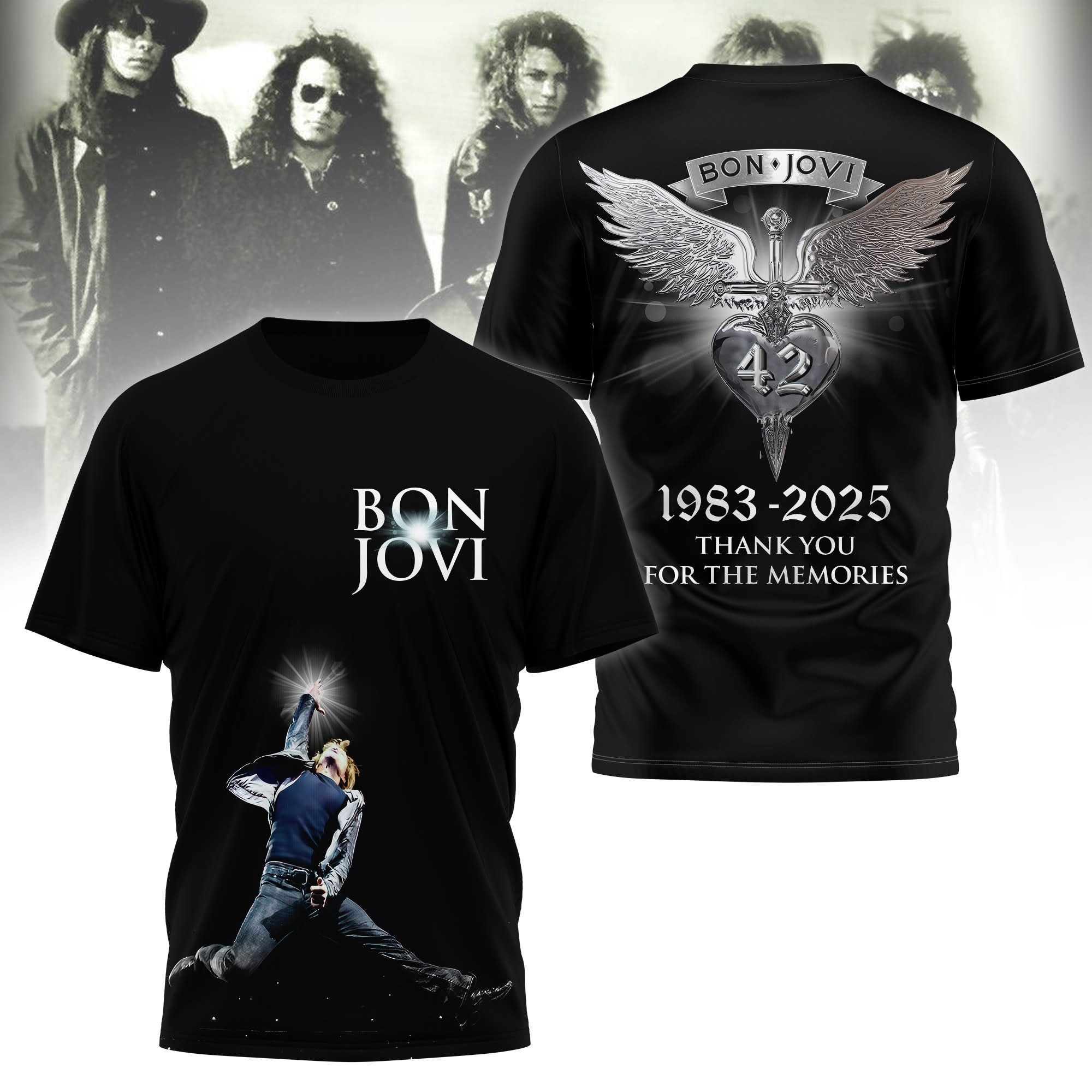 Bon Jovi 1983 2025 T-Shirt Thank You For The Memories Bon Jovi Fan Merch Gifts For Him