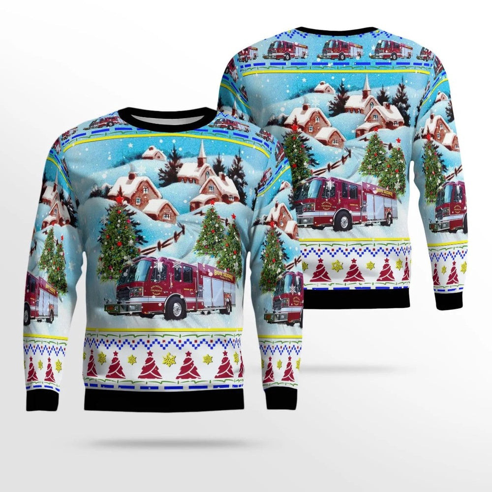 Bon Secour FireRescue Ugly Sweater Unisex Christmas Gift from Bon Secour, Alabama