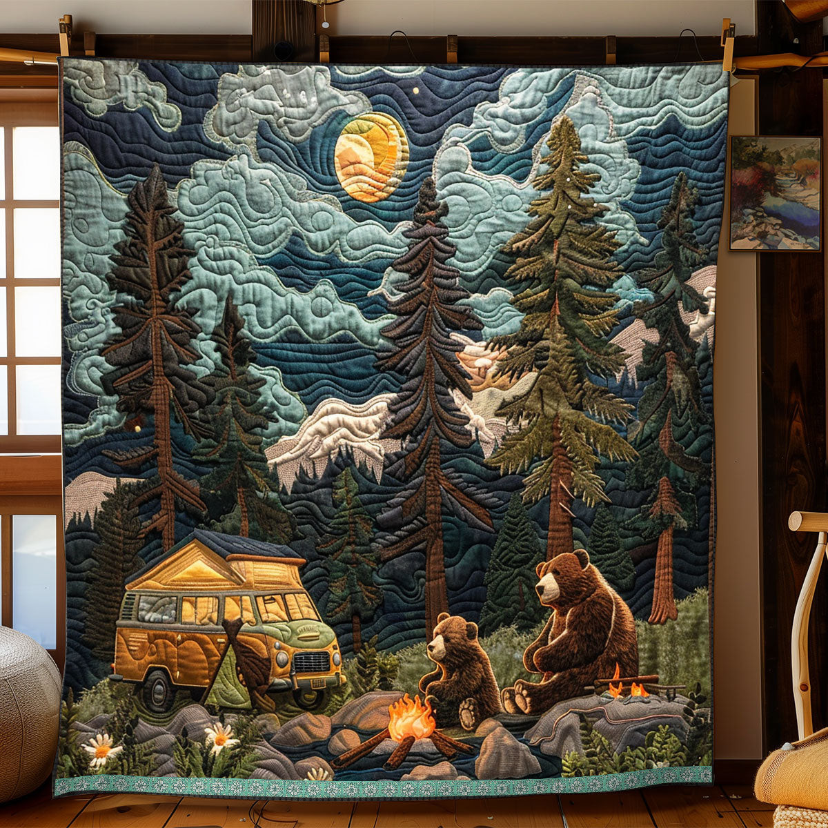 Bonding Bear Camping Quilt Blanket Soft Throw Blanket Awesome Mothers Day Gift For My Daughter