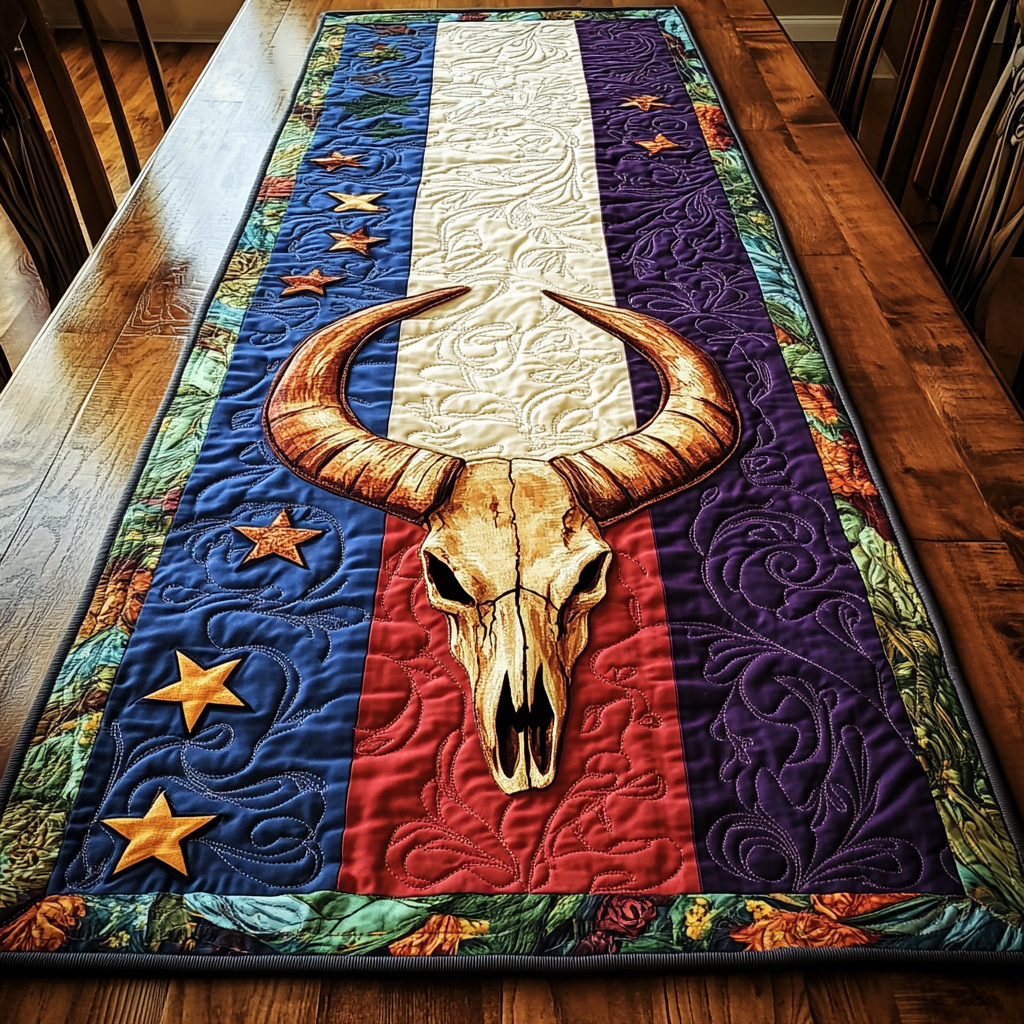 Bone Spirit Quilted Table Runner Dinner Table Decor Ideas Western Christmas Gifts For Him