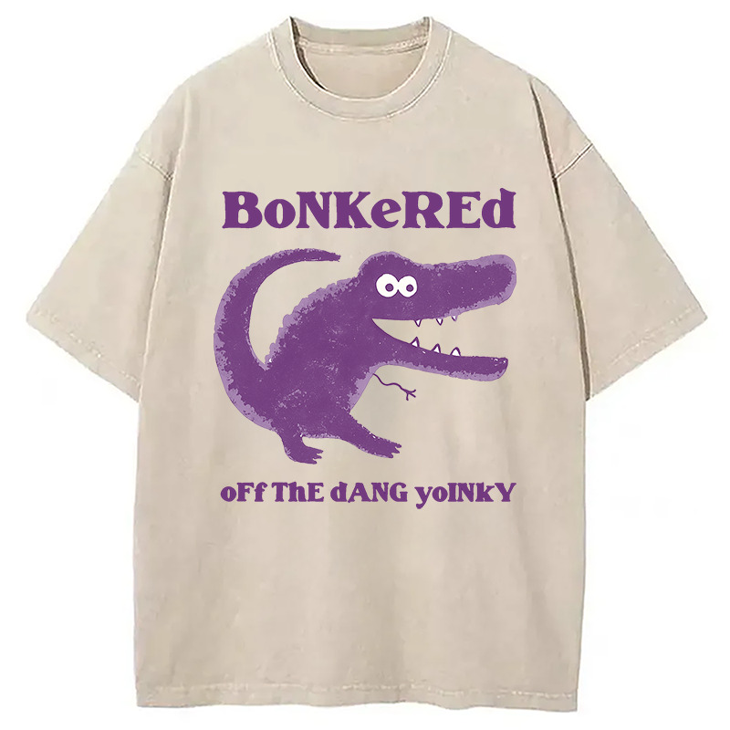 Bonkered of The Dang Yoinky Little Crocodile Washed T-Shirt Funny Quote Unisex Shirt Gifts For BFF