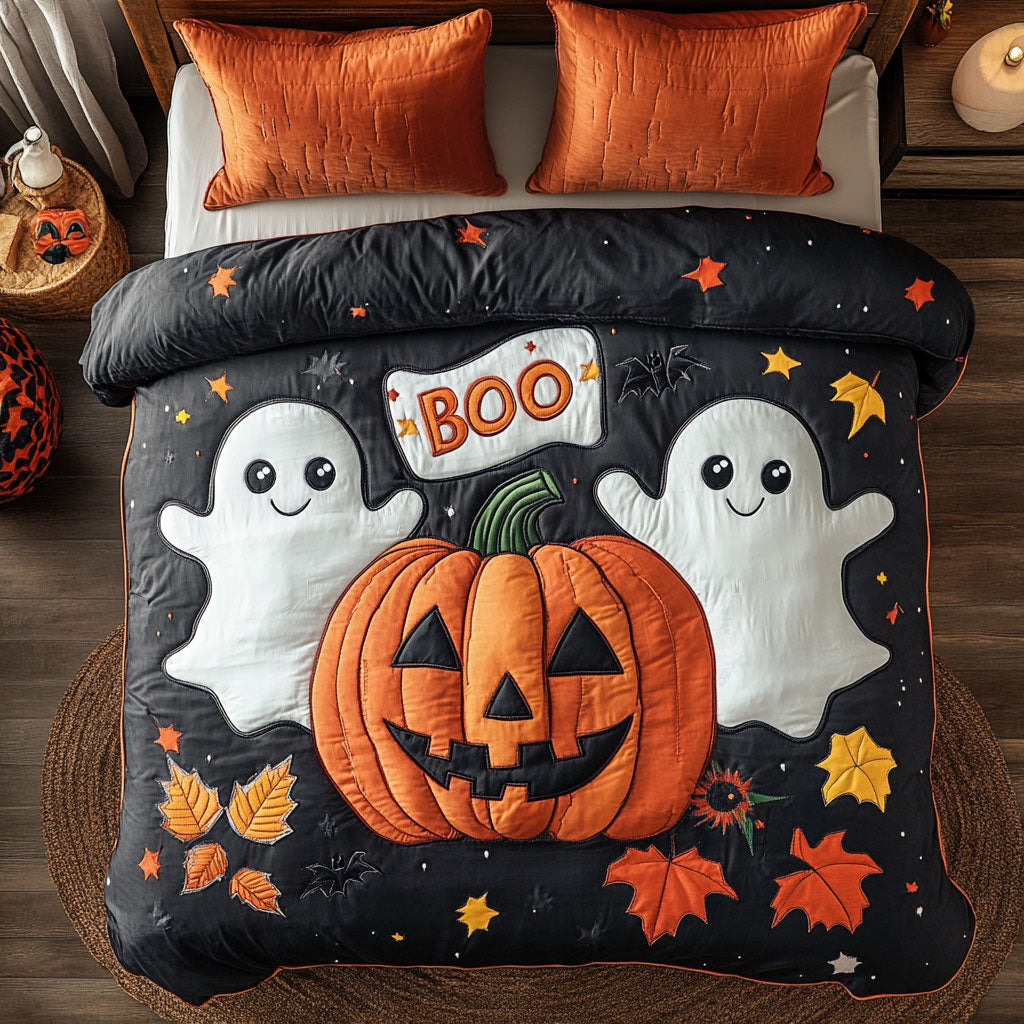 BOO Buddies Quilt Bedding Set Twin Comforter Sets Spooky Halloween Gift for Kids