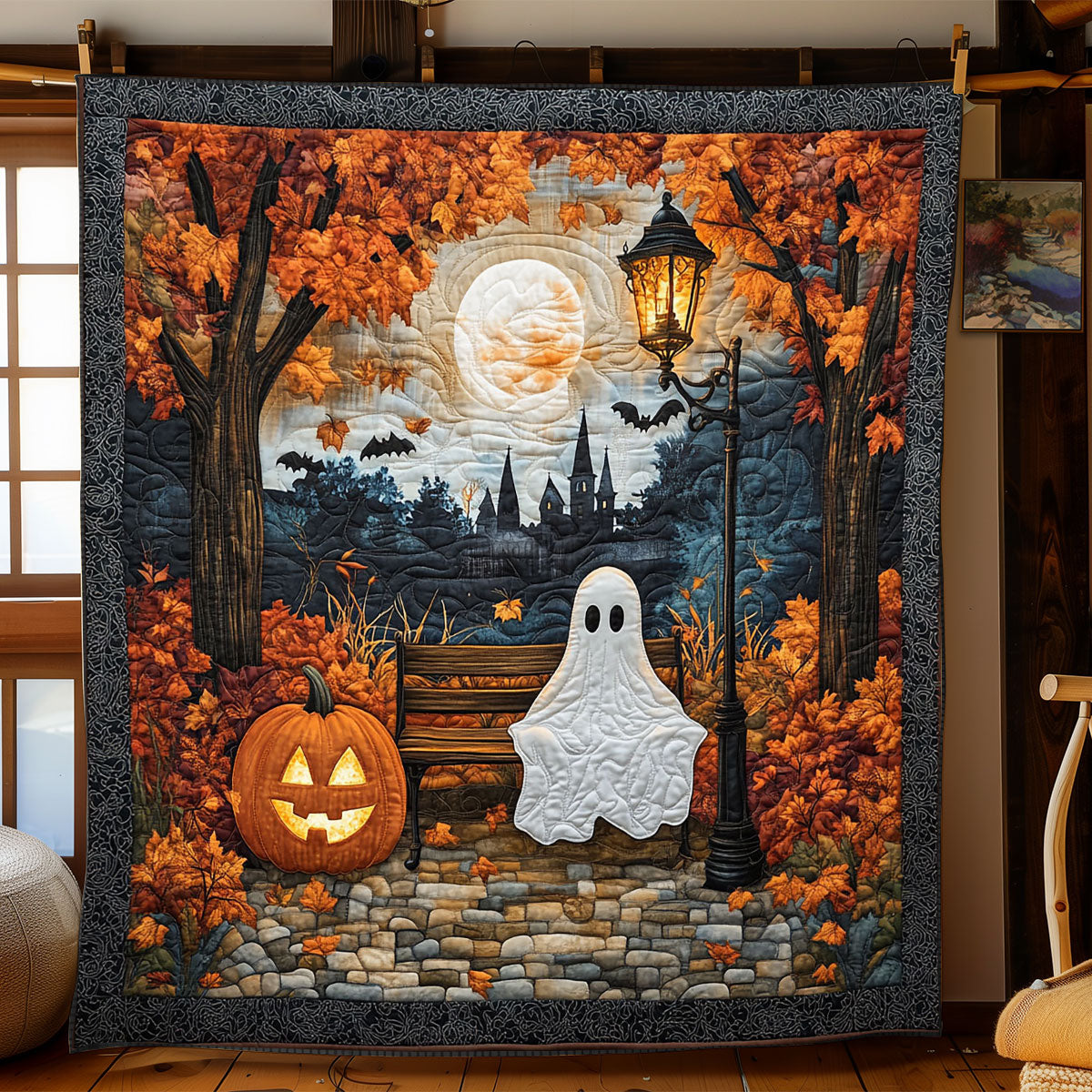 Boo On The Bench Quilt Perfect Quilt Blanket Gift for Family and Friends