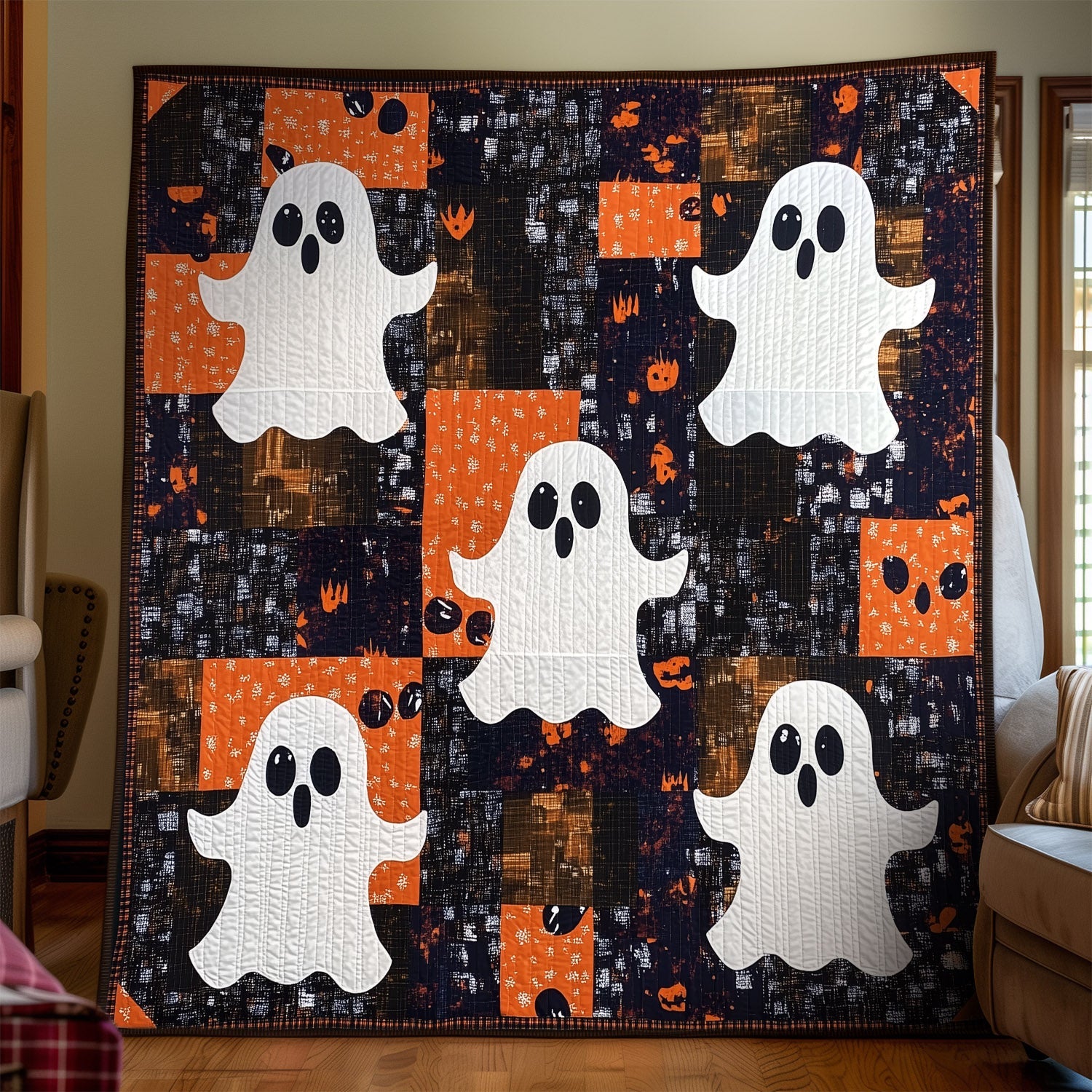 Boo-tiful Ghosts Quilted Blanket Gift For Halloween