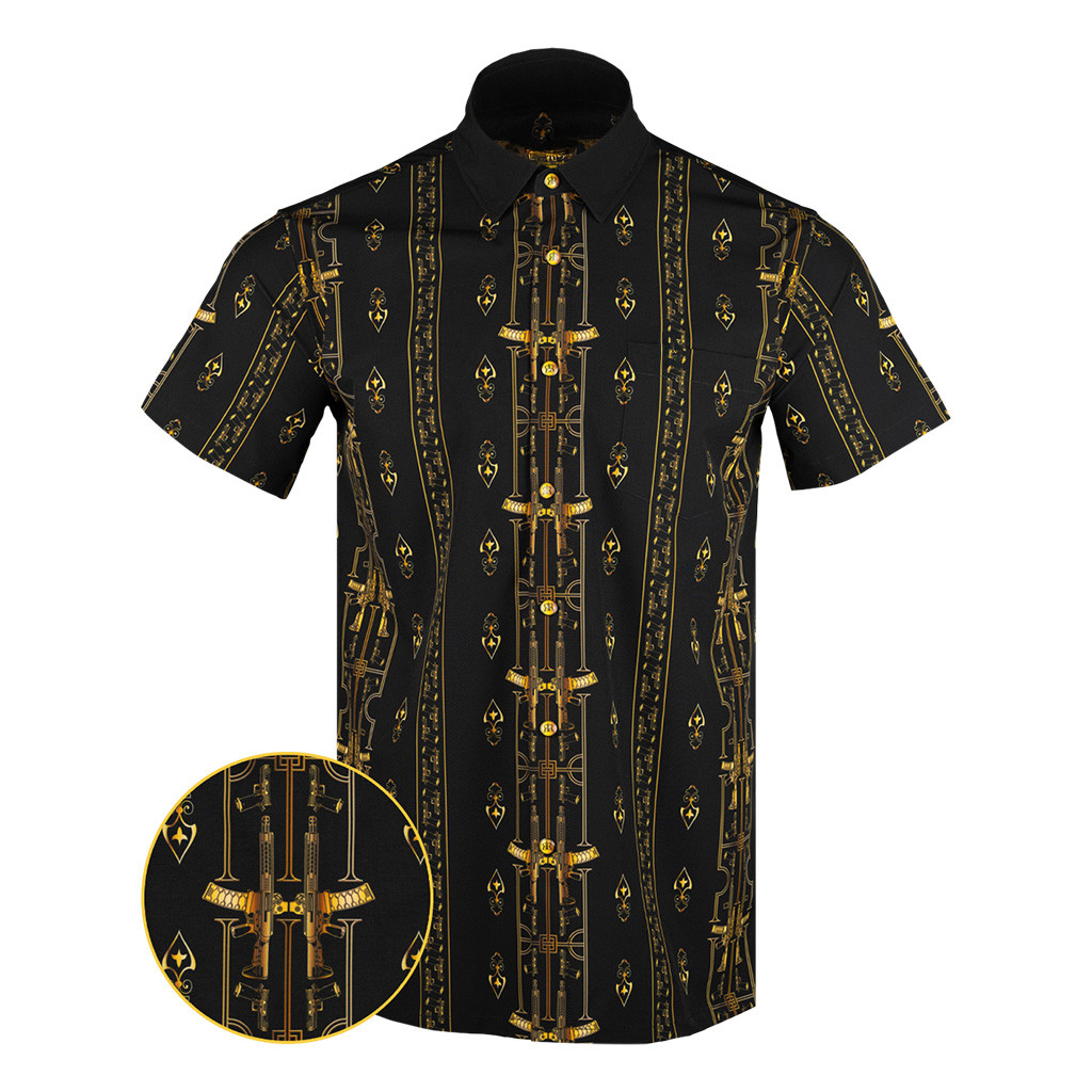 Boogeyman Gold Button Down Shirt Pearl Snaps Apparel Concealed Carry Hawaiian Shirt Him Gifts