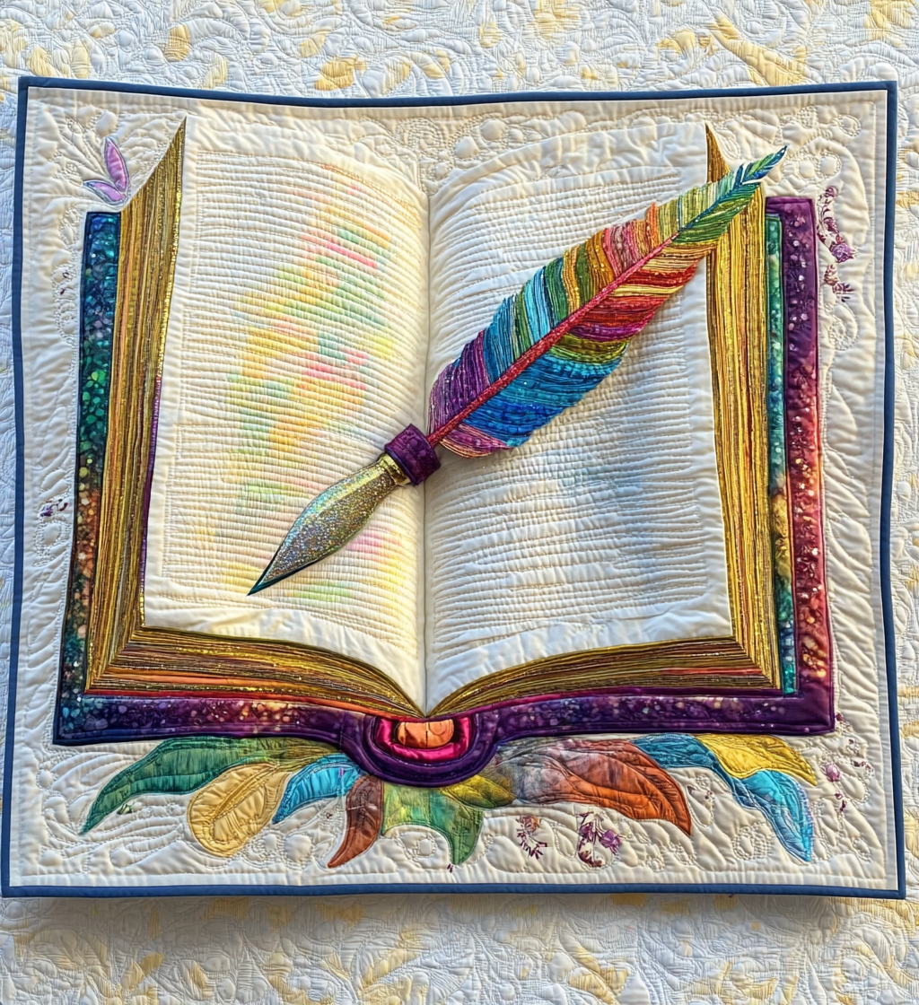 Book And Quill Quilted Placemat Placemats For Round Table Gifts For Father's Day From Son