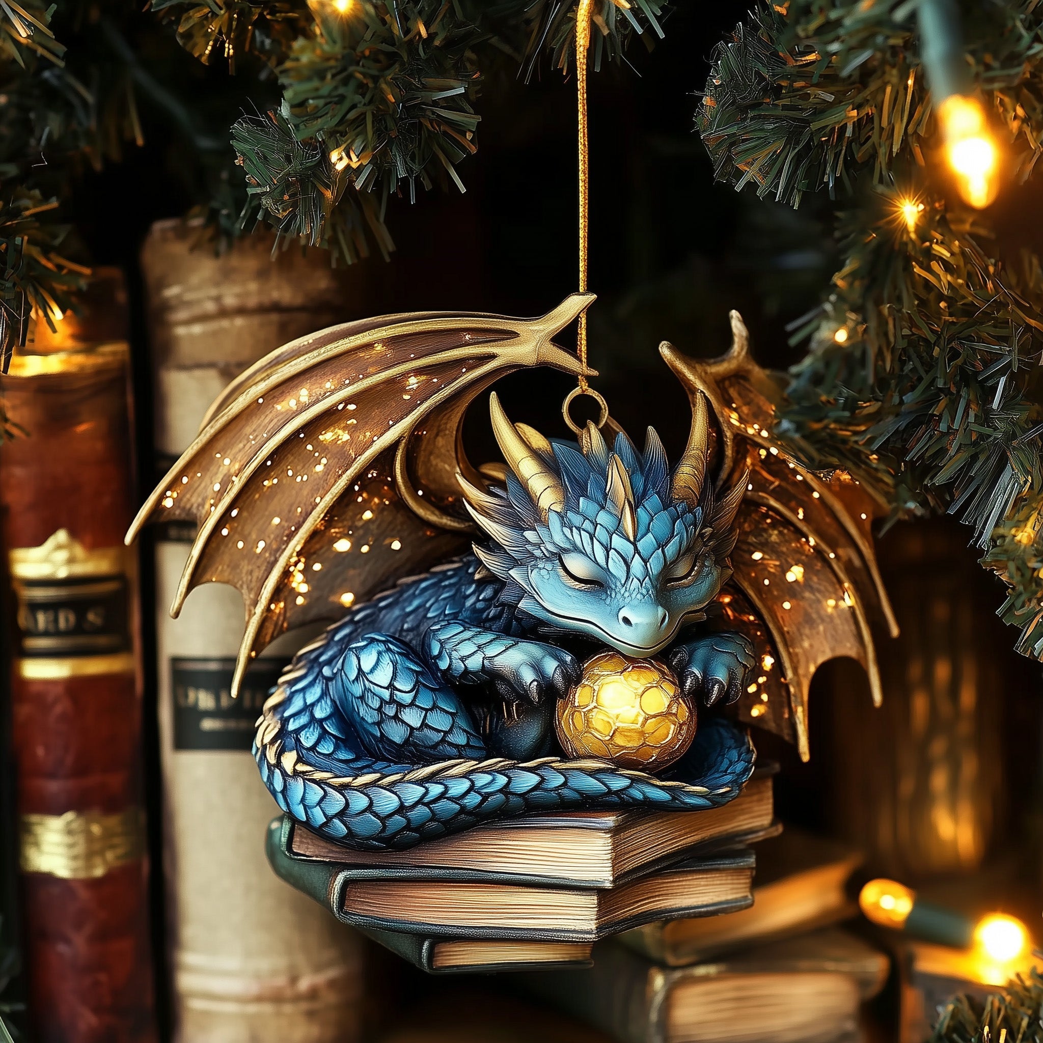 Book Dragon Acrylic Ornament Christmas Ornament for Friends