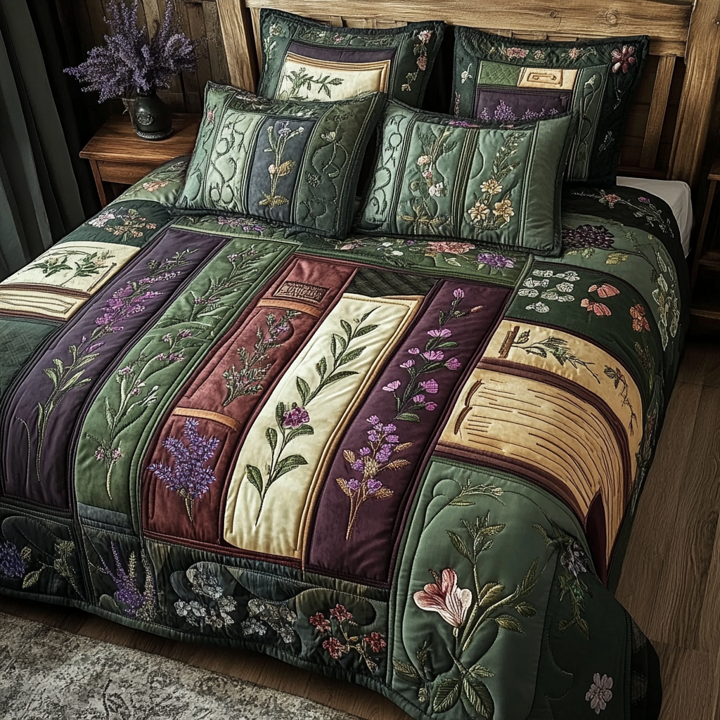 Book Garden Quilted Bedding Set Bedspread Set Book Presents For Women