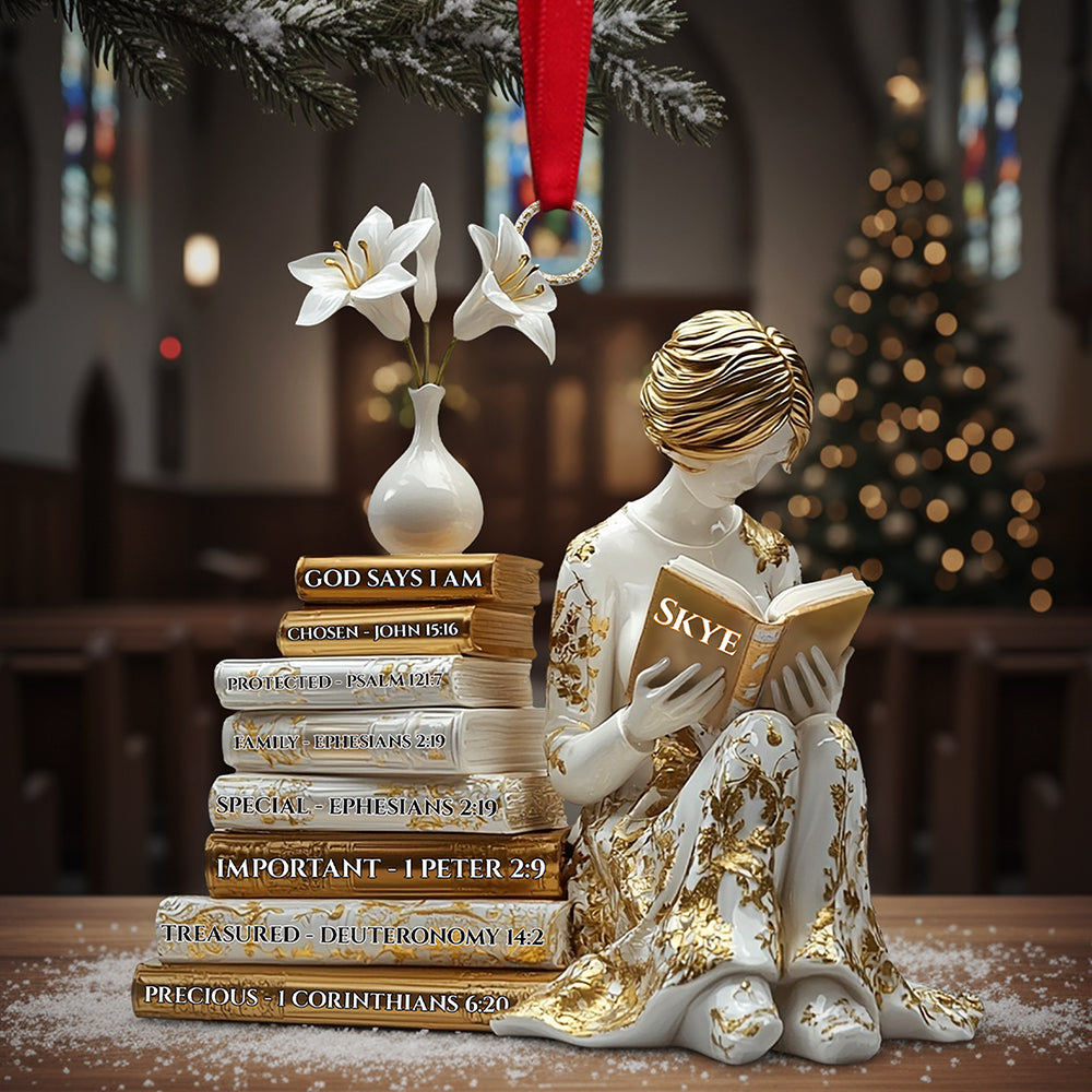 Book Girl Acrylic Ornament - Personalized Gifts For Book Lovers - Festive Holiday Keepsake Gift