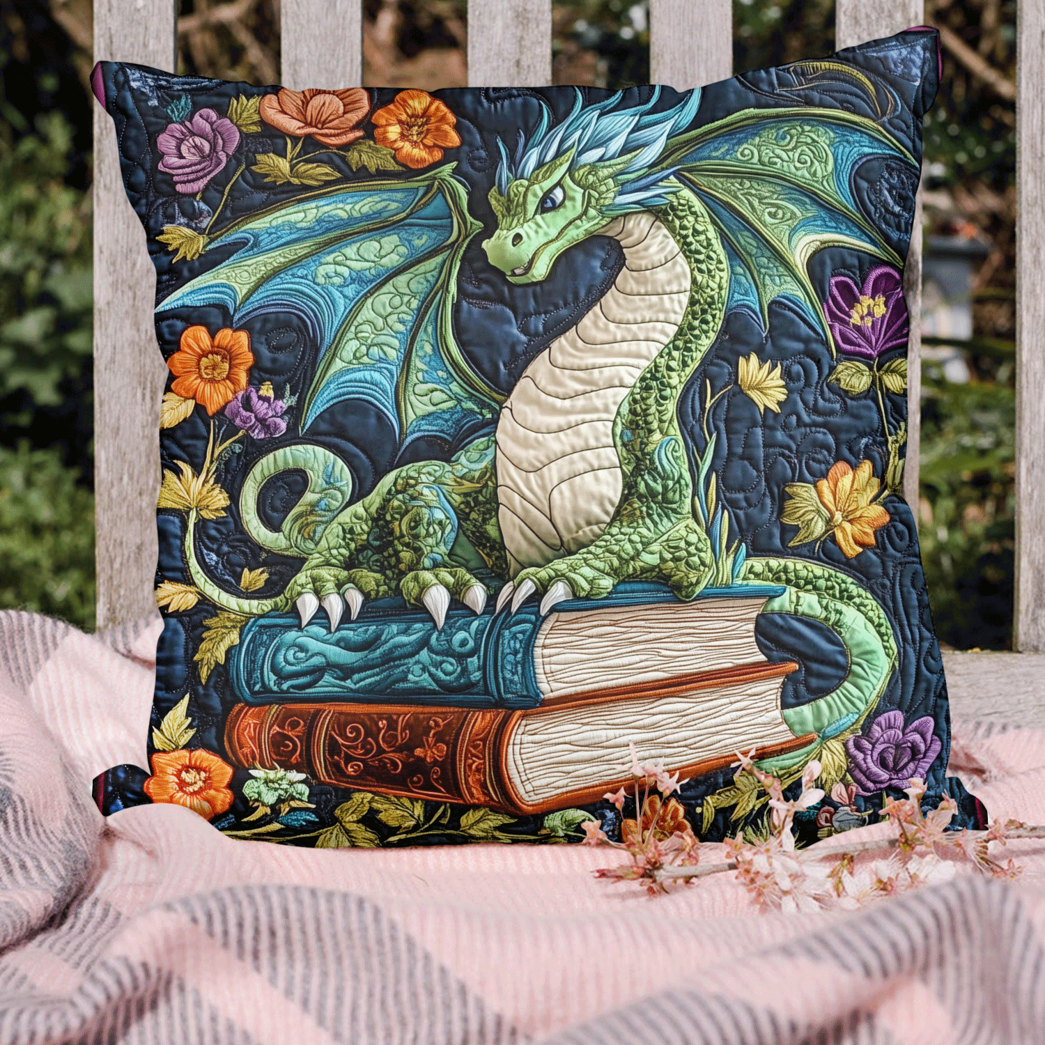 Book Guardian Quilted Pillow Case Christmas Pillow Cover for Couch