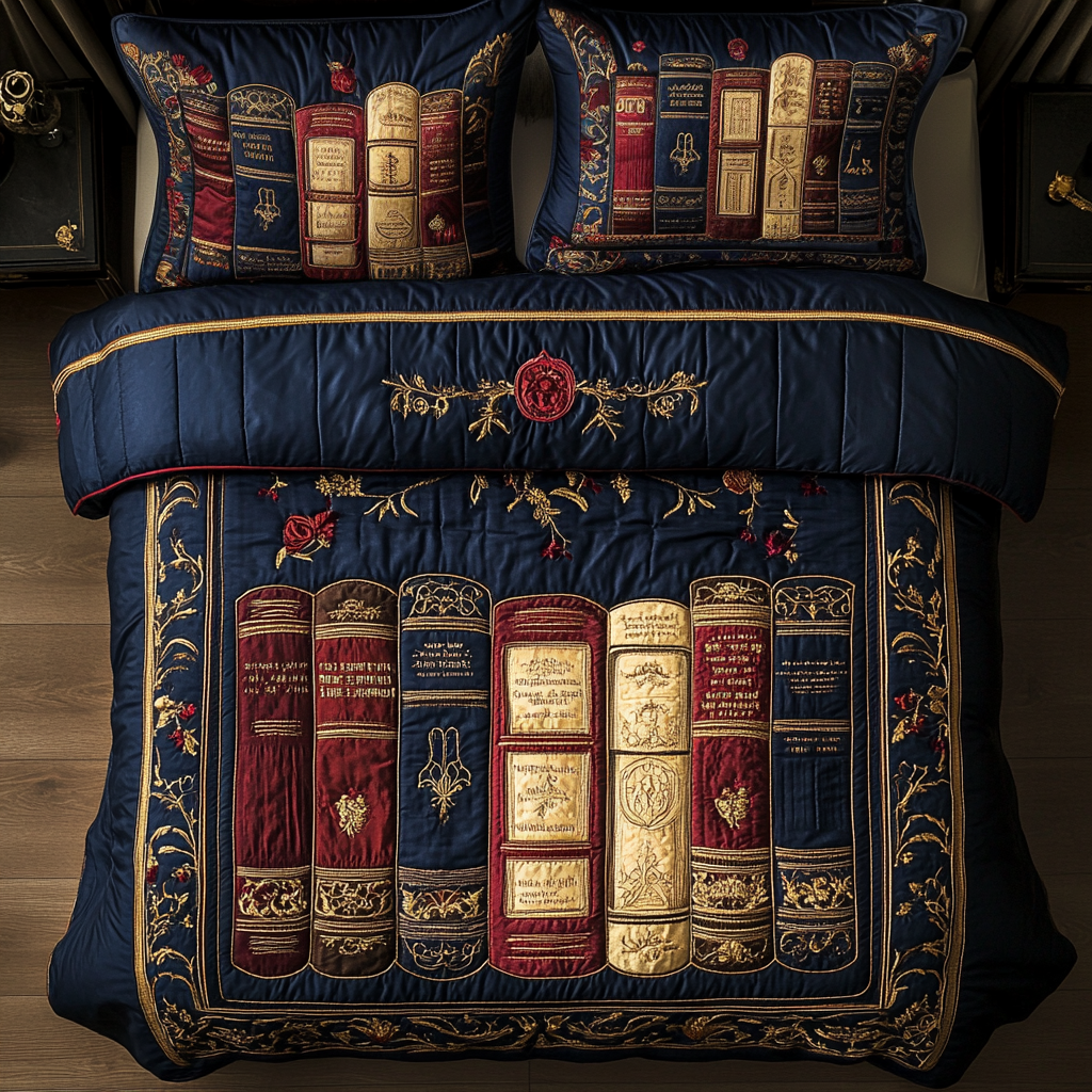 Book Haven Quilted Bedding Set Aesthetic Room Decor Book Lover Gifts For Women