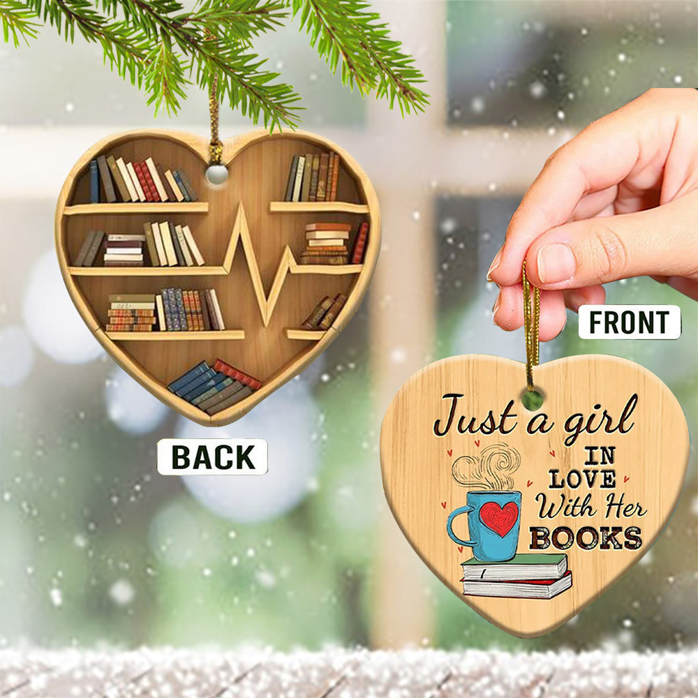 Book Lover Christmas Ornament Book Lover Heart Ornament Just A Girl In Love With Her Books