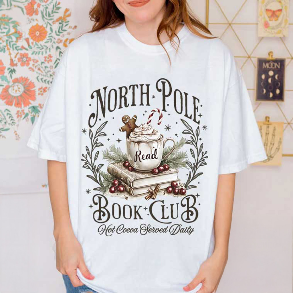 Book Lover North Pole Book Club Christmas T-Shirt Christmas Gift Ideas For Wife