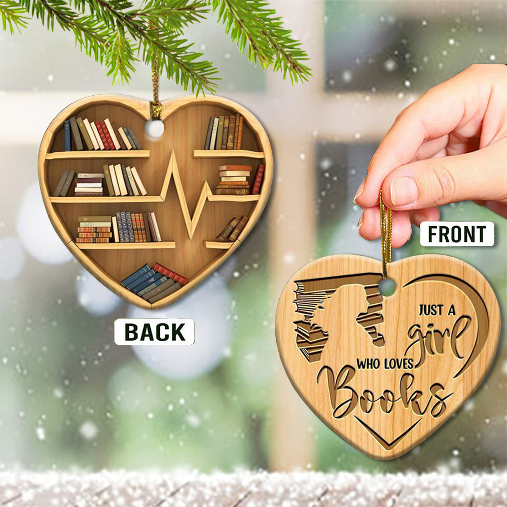 Book Lovers Heart Ornament 2024 Christmas Tree Ornament Just A Girl Who Loves Books