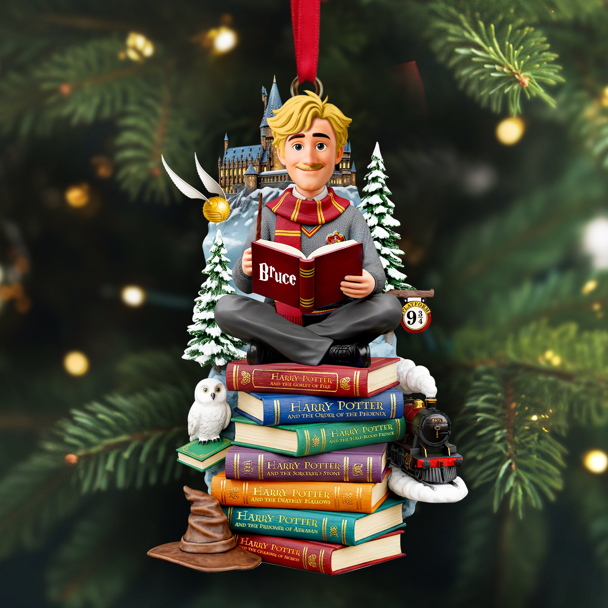 Book Lovers Ornament Personalized Christmas Gift - Family Christmas Ornament Gift