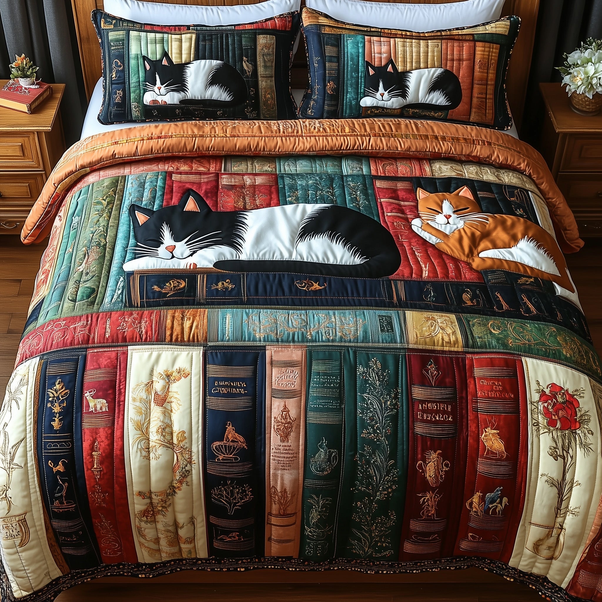 Book Nook Cat Duvet Cover Set Anniversary Merch Gift