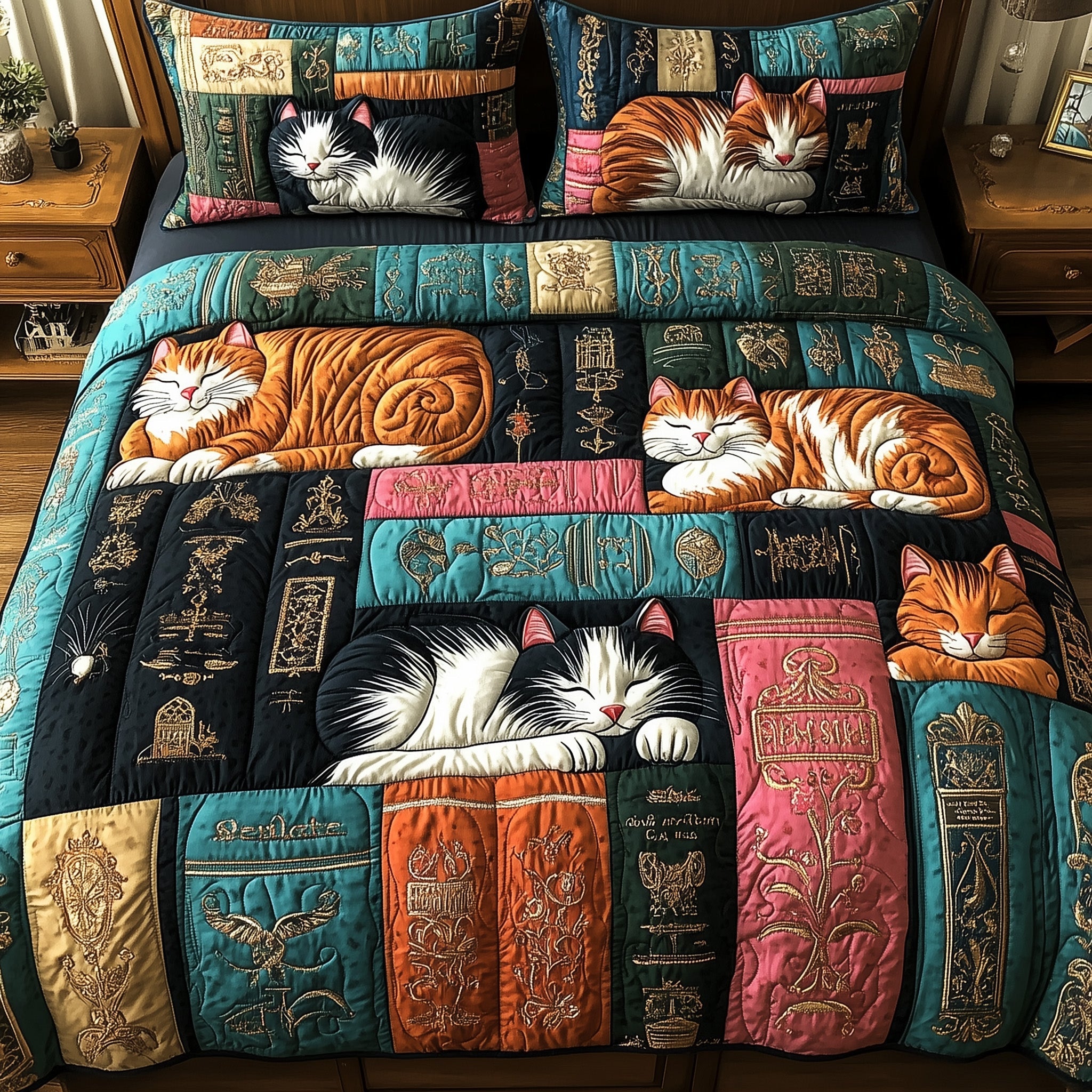 Book Nook Cat Duvet Cover Set Christmas Merch Gift
