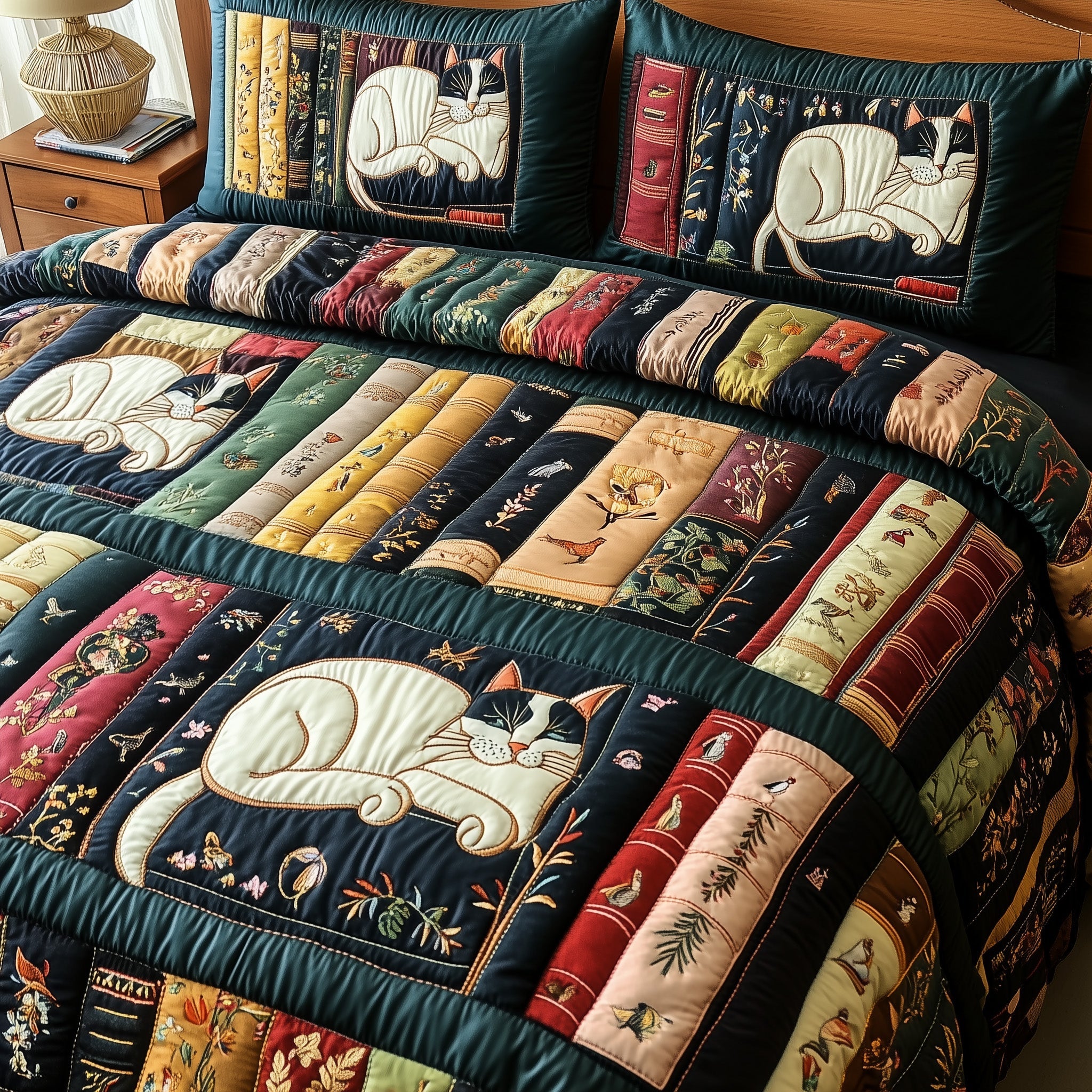 Book Nook Cat Duvet Cover Set Holiday Merch Gift