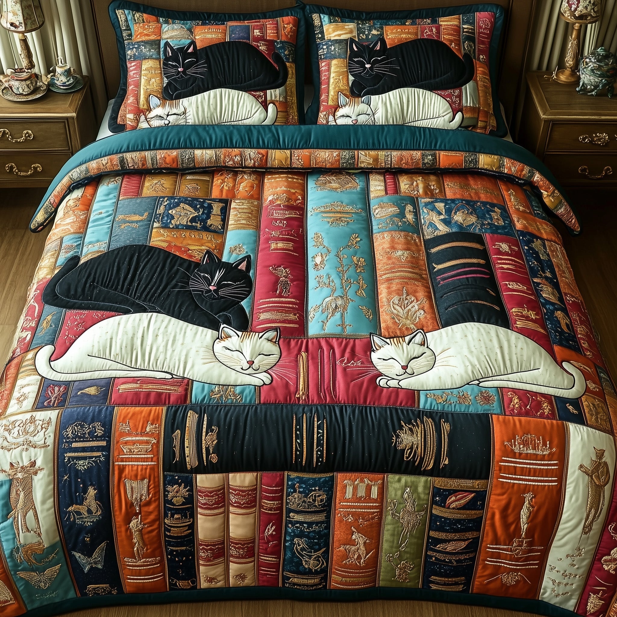 Book Nook Cat Duvet Cover Set Mother's Day Merch Gift
