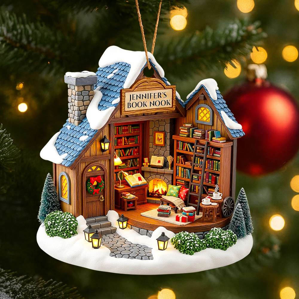 Book Nook Christmas Ornament Personalized Gifts For Book Lovers - Funny Christmas Ornament Gift