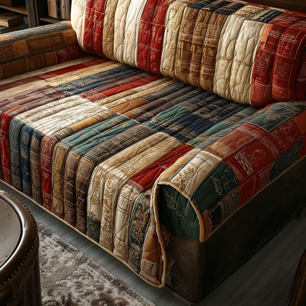 Book Nook Comfort Quilted Sofa Cover Holiday Couch Covers Gift For Book Lover