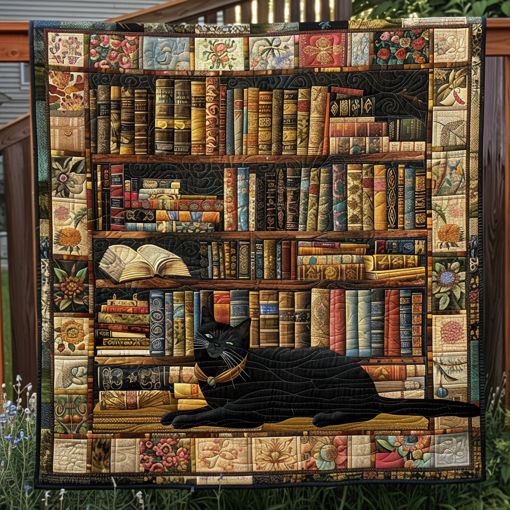 Book Nook Kitty Quilted Blanket Cat Christmas Gifts