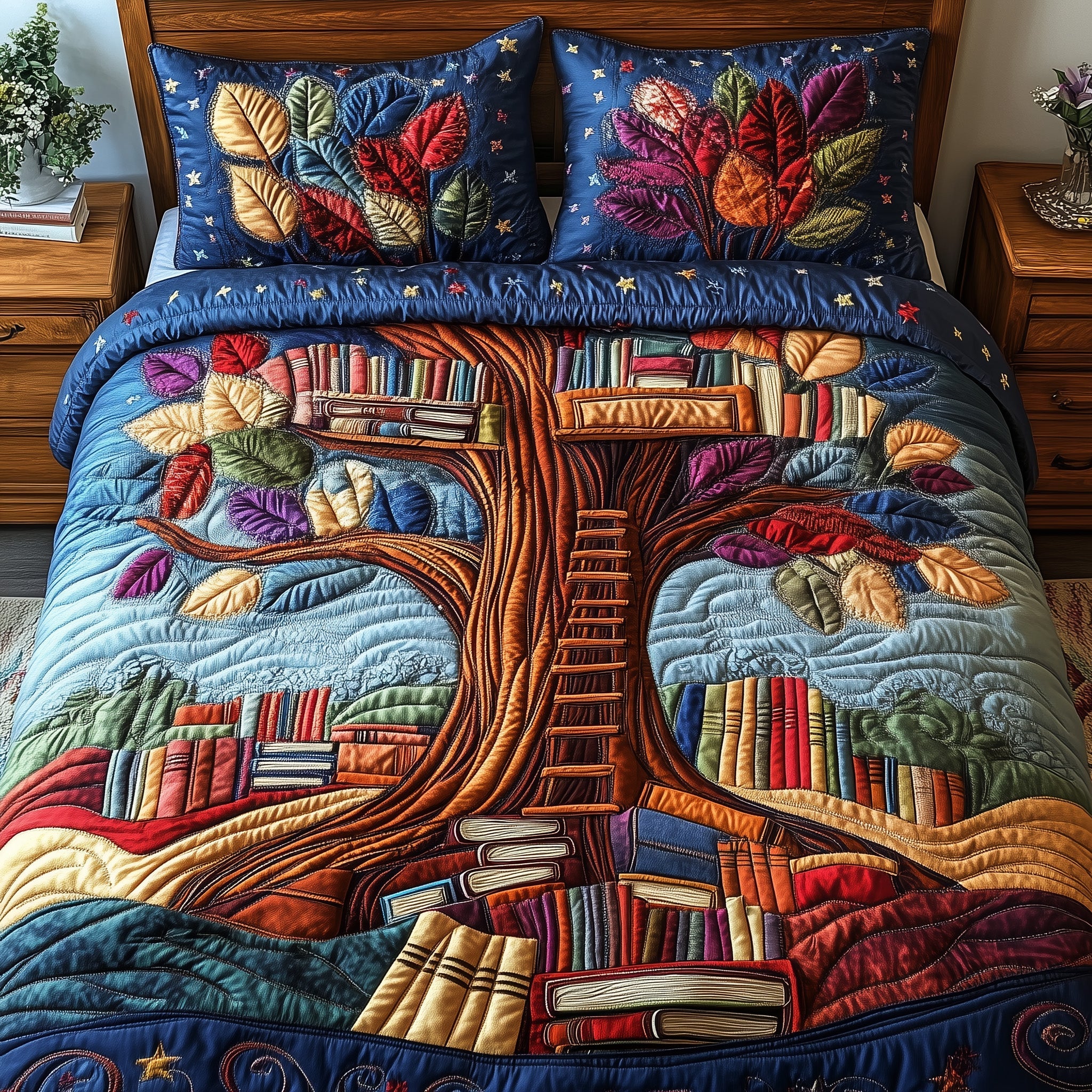 Book Quilted Bedding Set Duvet Cover Bedspread Gifts For Book Worm