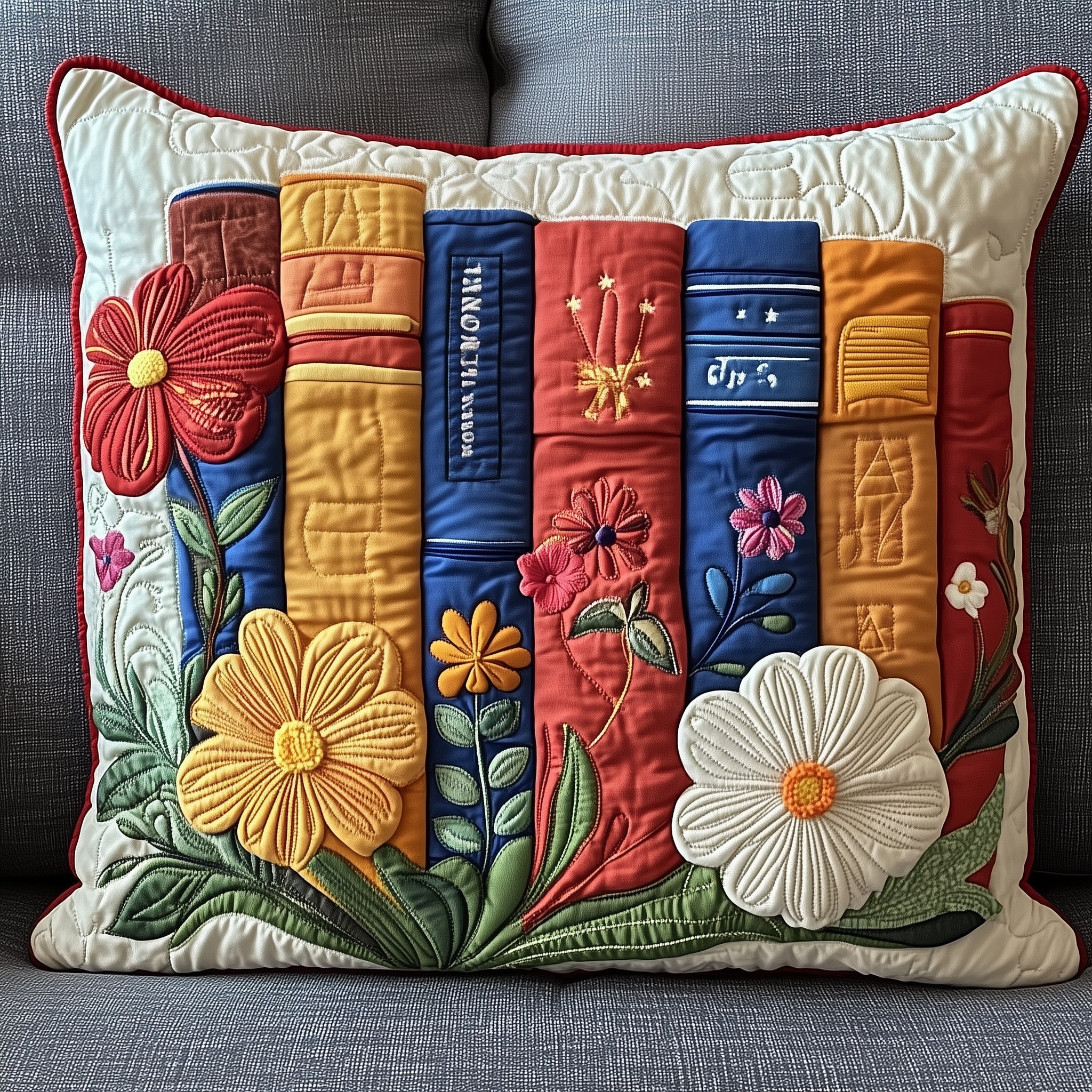 Book Quilted Pillow Case Throw Pillow Cover ItemGifts For People Who Like Books