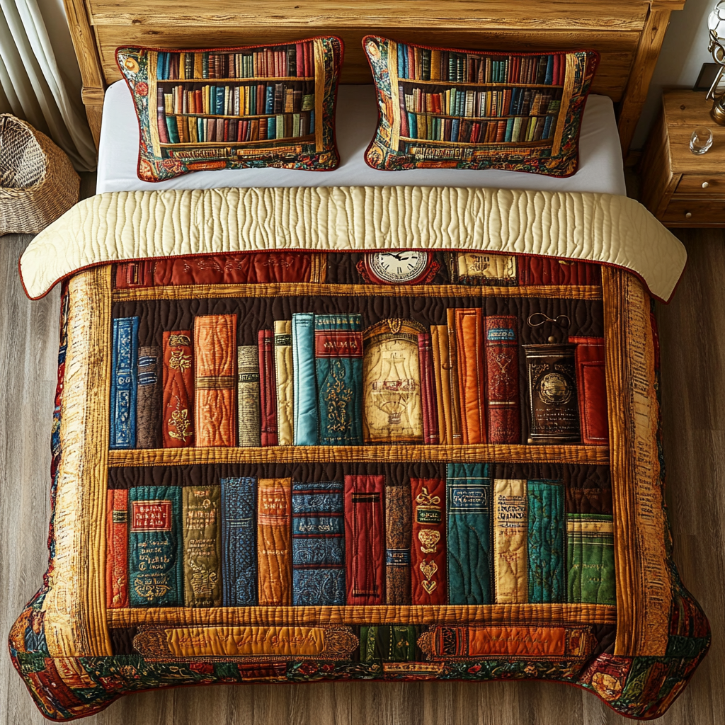 Book Retreat Quilted Bedding Set Bedspread Set Book Presents For Women