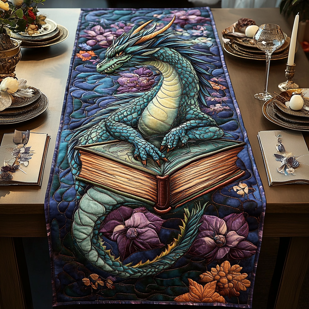Book Serpent Quilted Table Runner Autumn Table Runner Useful Gifts For Mom