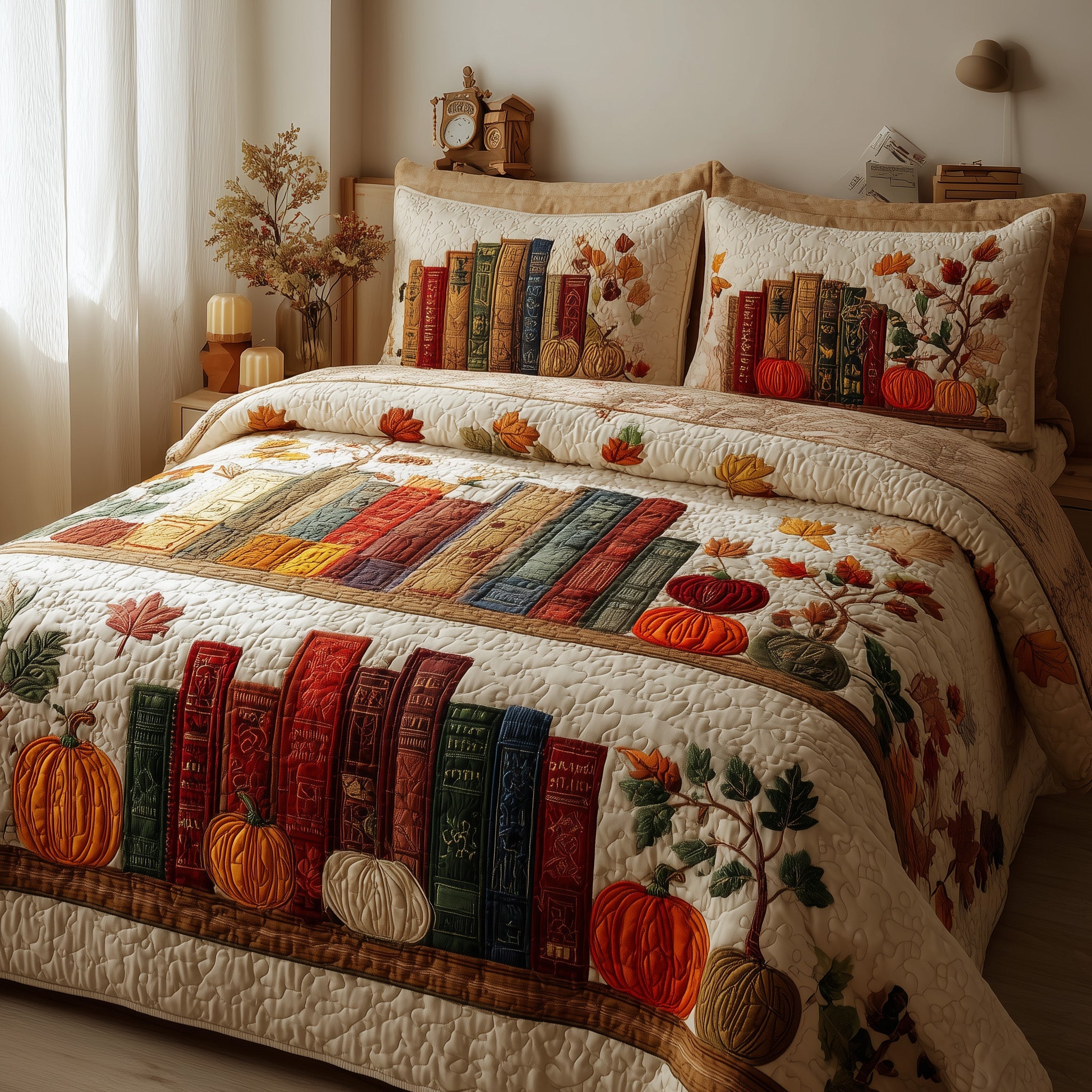 Book Shelf Quilted Bedding Set Duvet Cover Bedspread Great Book Lover Presents