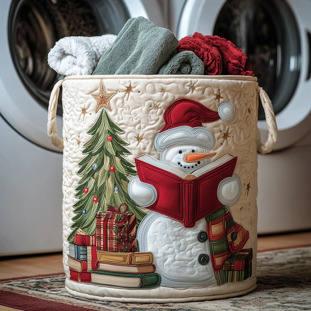 Book Snowman Quilted Laundry Basket Easter Merch Gift