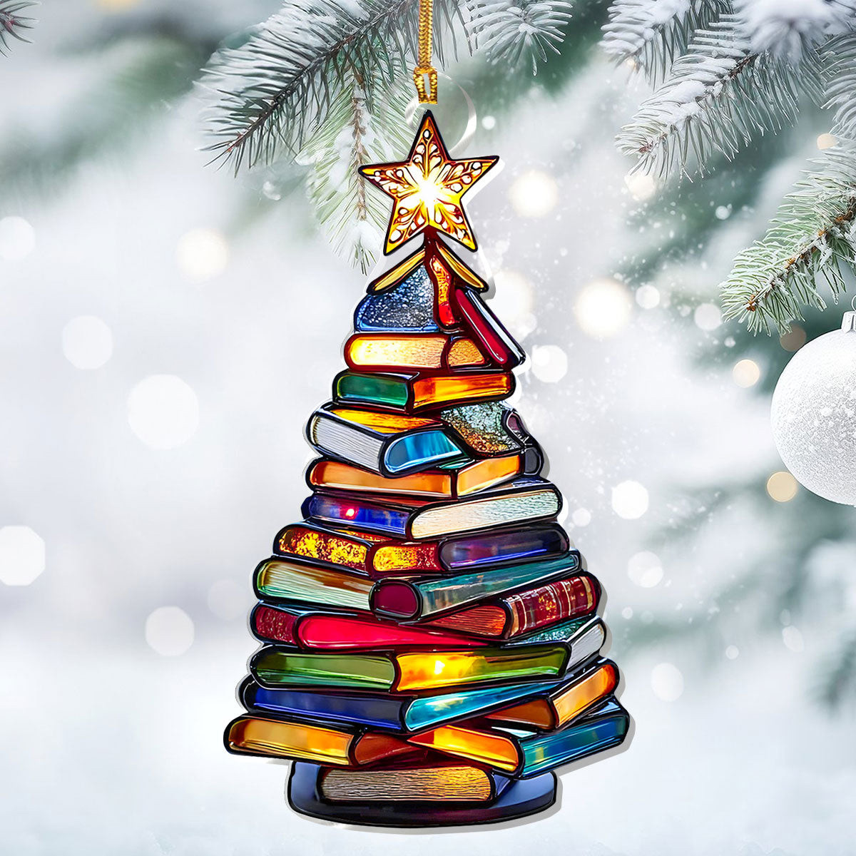 Book Tree Of Wisdom Christmas Ornament Christmas Tree Decor Xmas Gifts For Book Owners