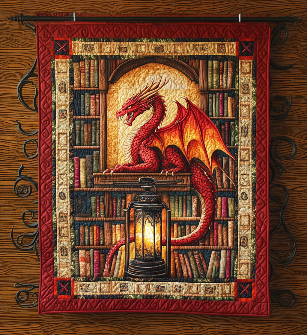 Book Wyrm Quilted Blanket Dragon Gifts For Her