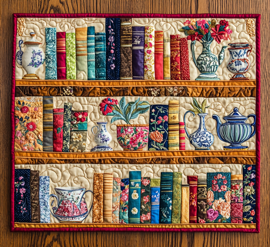Bookcase Quilted Placemat Cute Placemats Birthday Presents For Book Lovers