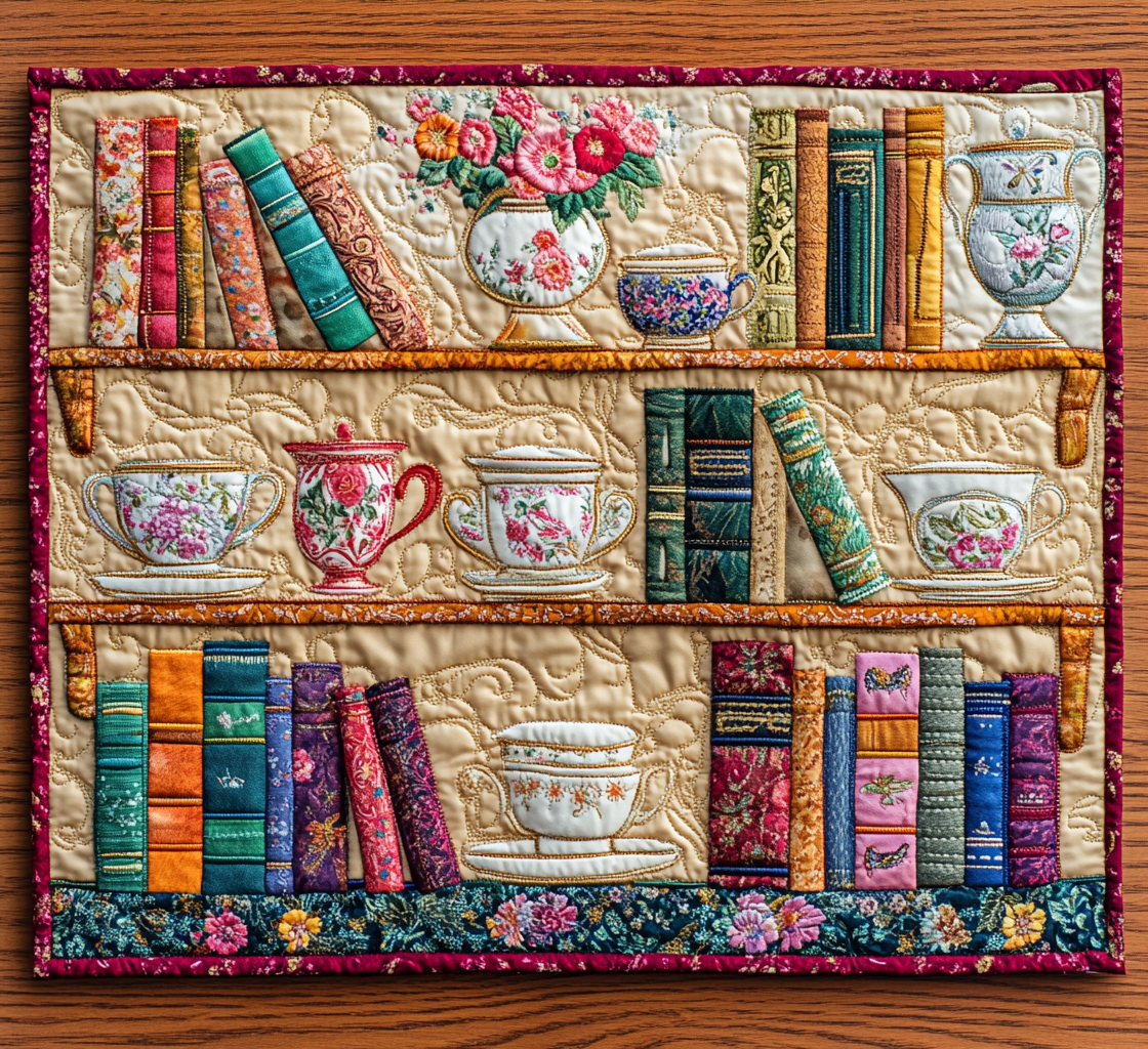 Bookcase Quilted Placemat Cute Placemats Birthday Presents For Grandma