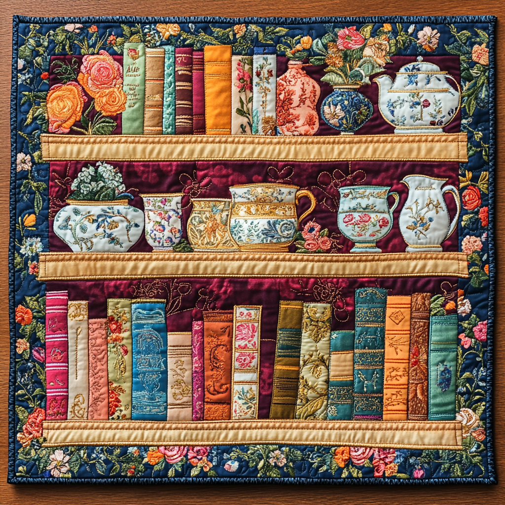 Bookcase Quilted Placemat Cute Placemats Good Gifts For Dads 50Th Birthday