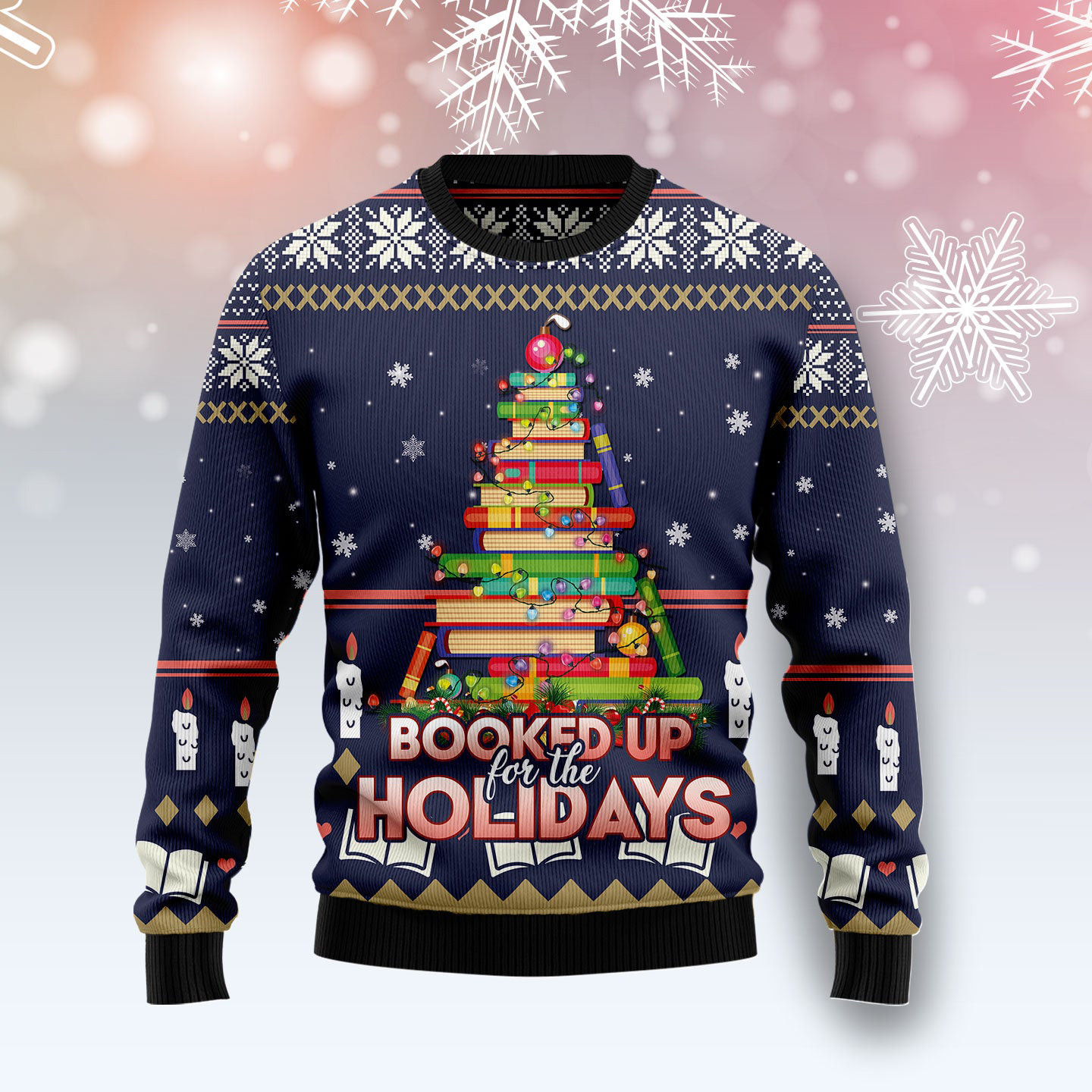 Booked Up Holidays Christmas Tree Ugly Christmas Sweater Holiday Apparel Gifts For Bookworm