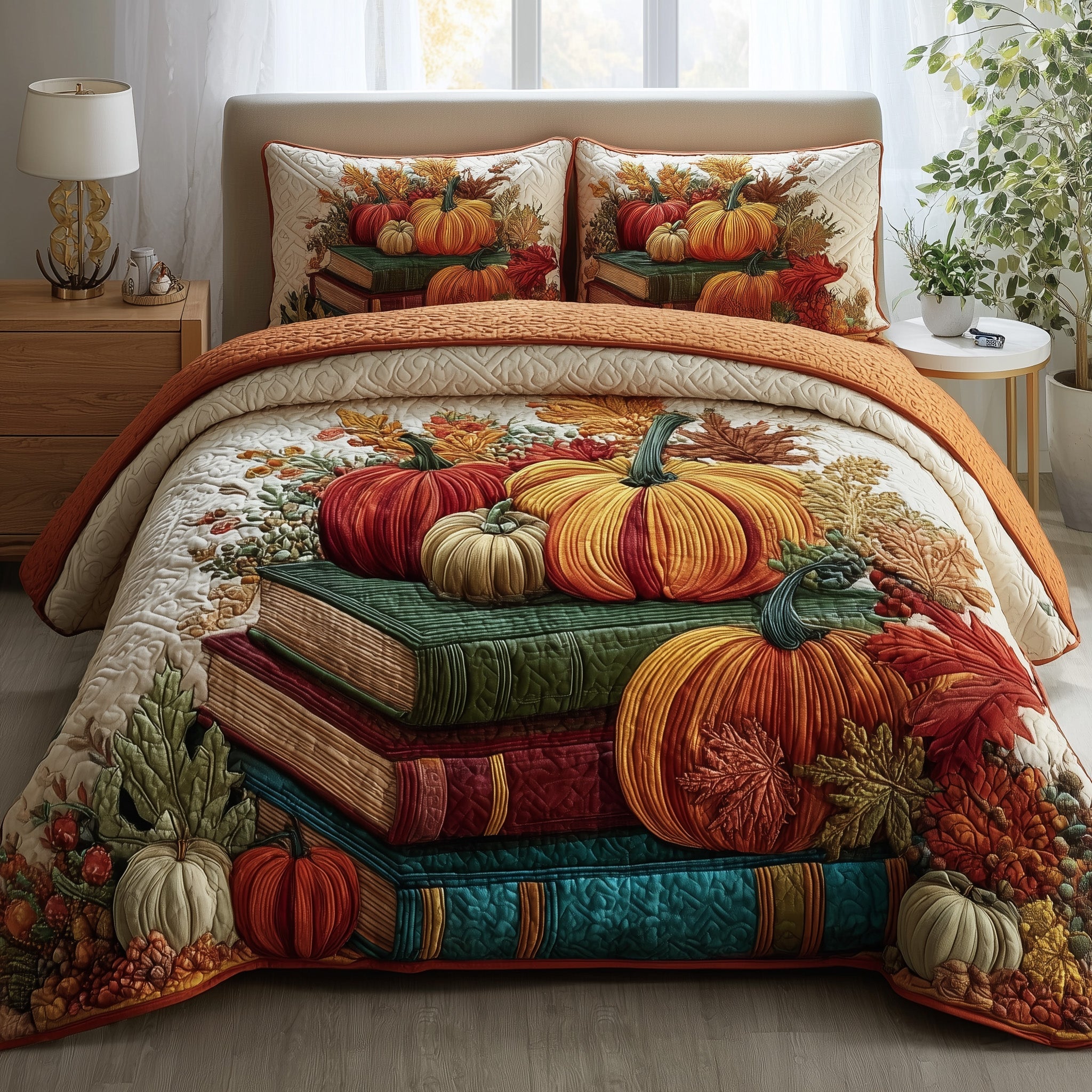 Bookish Autumn Dreams Quilted Bedding Set Elegant Bedding