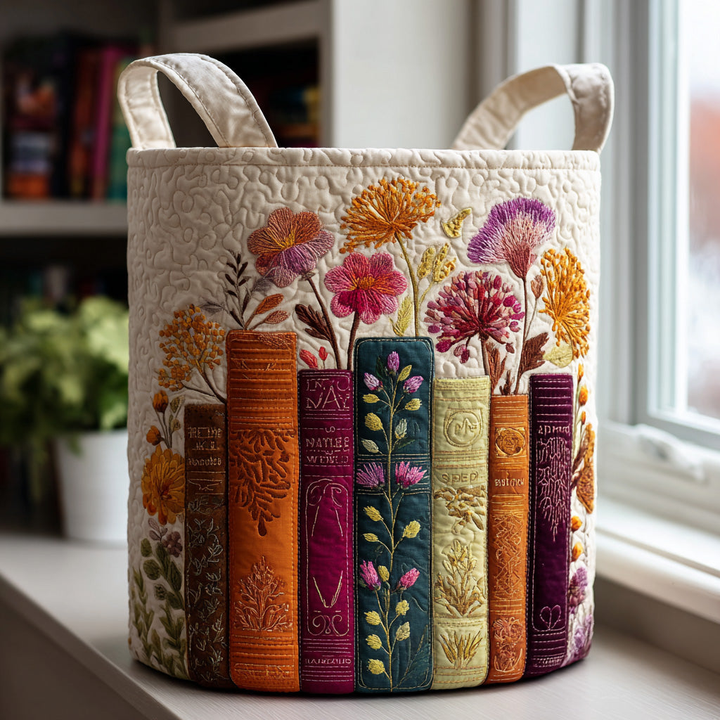 Bookish Bliss Quilted Laundry Basket Merch For Him
