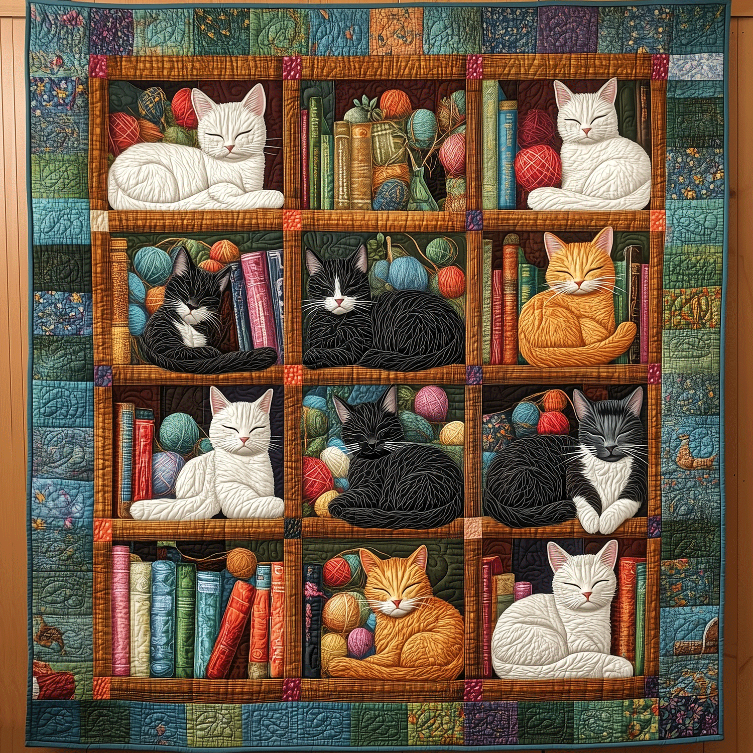 Bookish Cats Quilted Blanket Gifts For Cat Owners