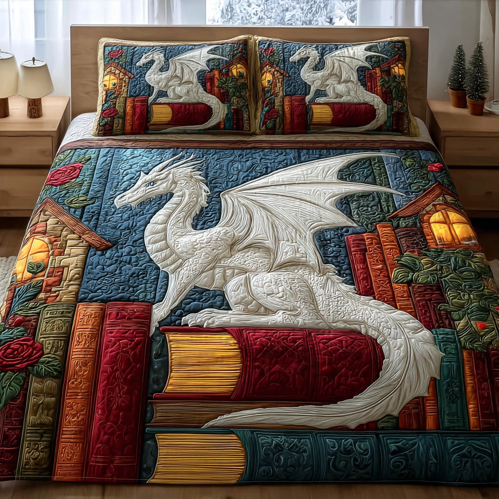 Bookish Dragon Quilted Bedding Set Soft & Smooth