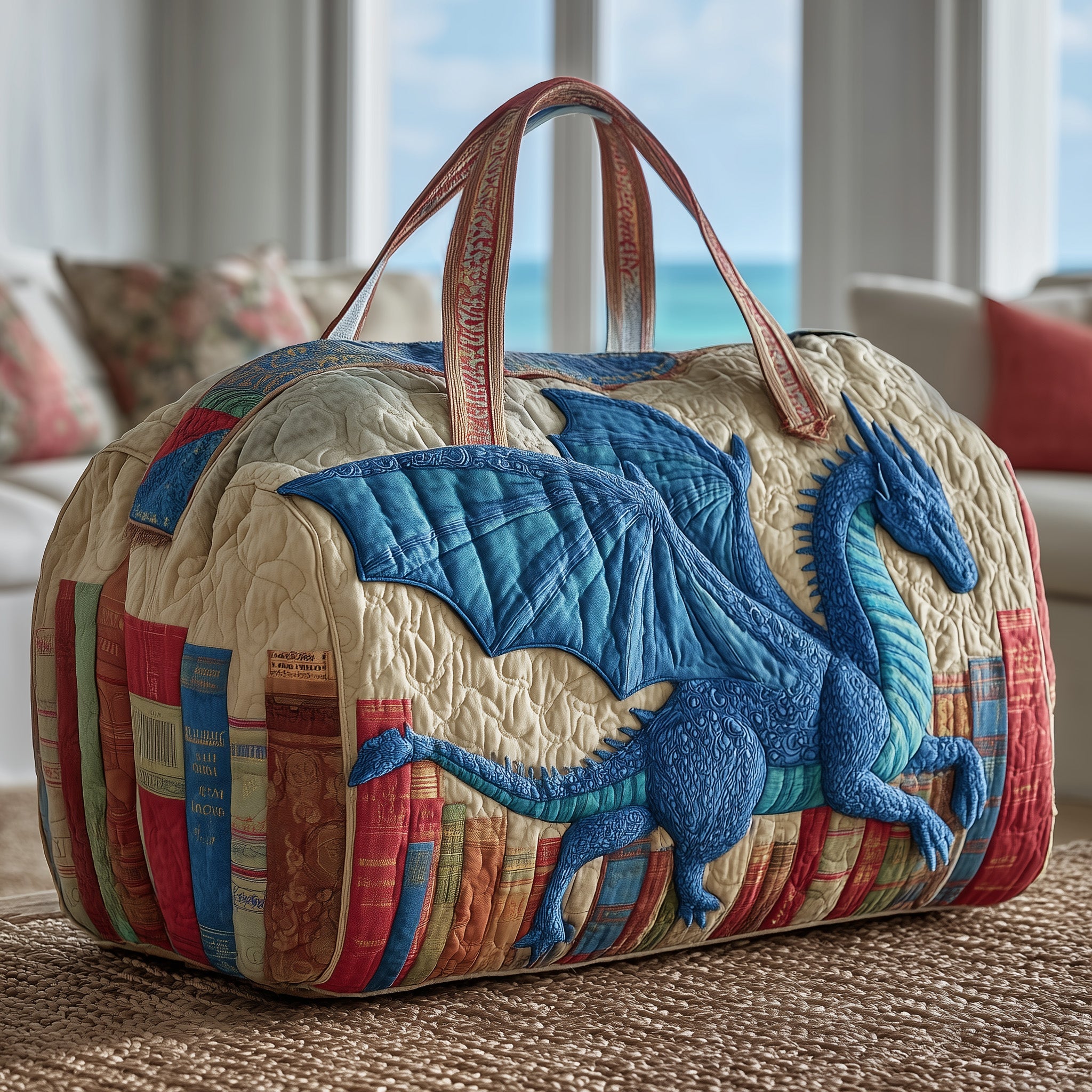 Bookish Dragon Quilted Duffle Bag Fall Gift Choice