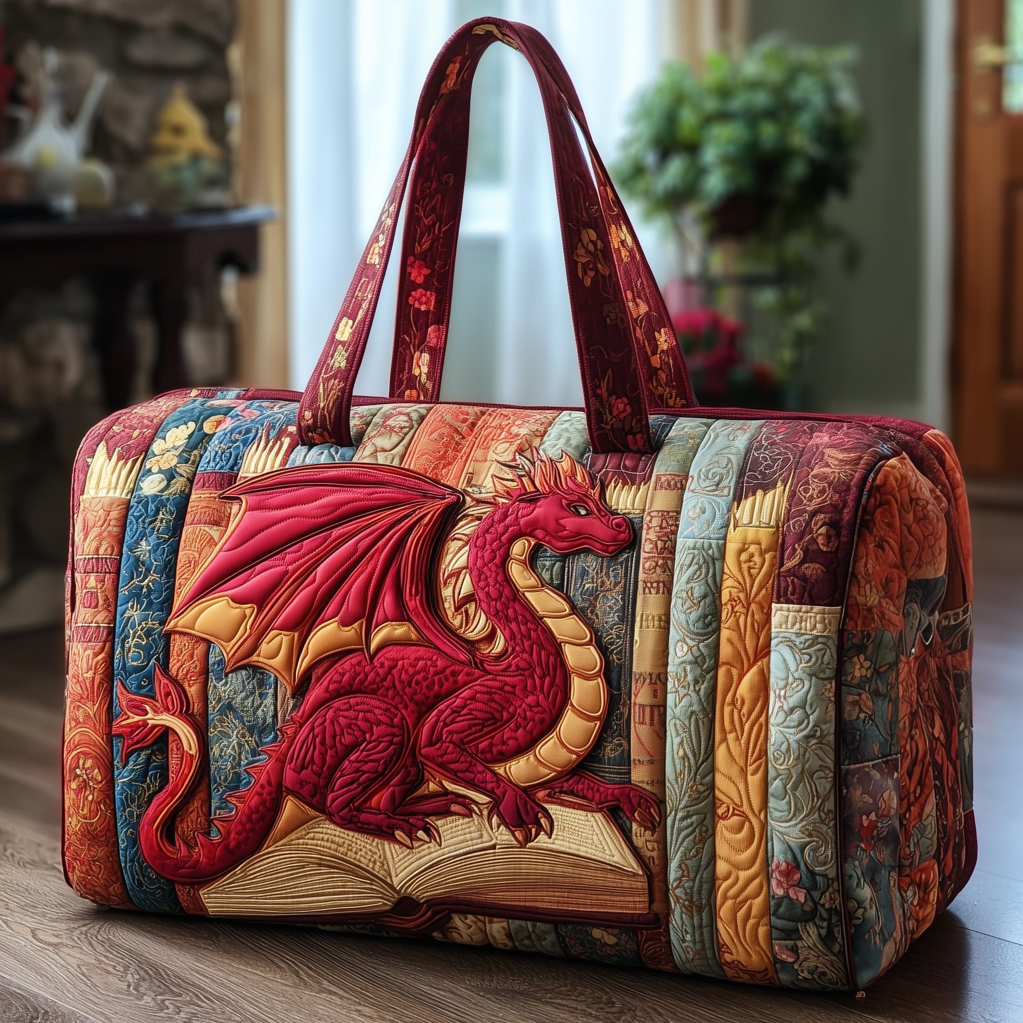 Bookish Dragon Quilted Duffle Bag For Carry On Use