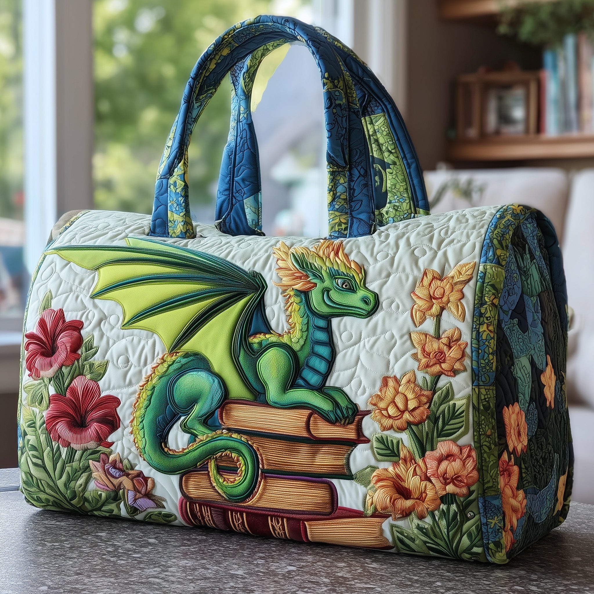 Bookish Dragon Quilted Duffle Bag Gift For Kids