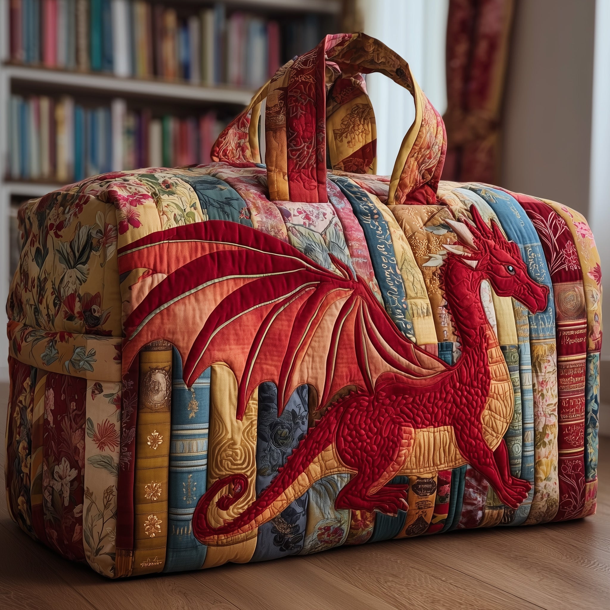 Bookish Dragon Quilted Duffle Bag Winter Season Must Have